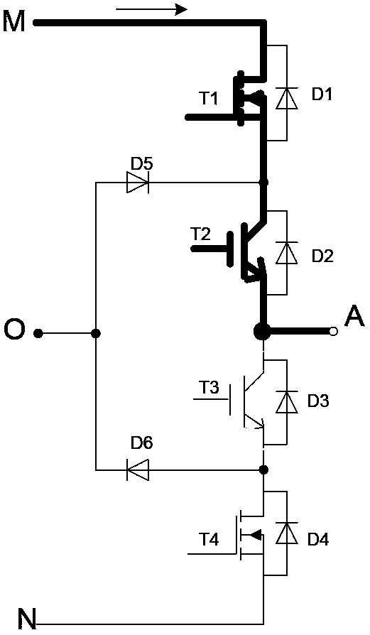 Single-phase half-bridge three-level inverter circuit and inverter