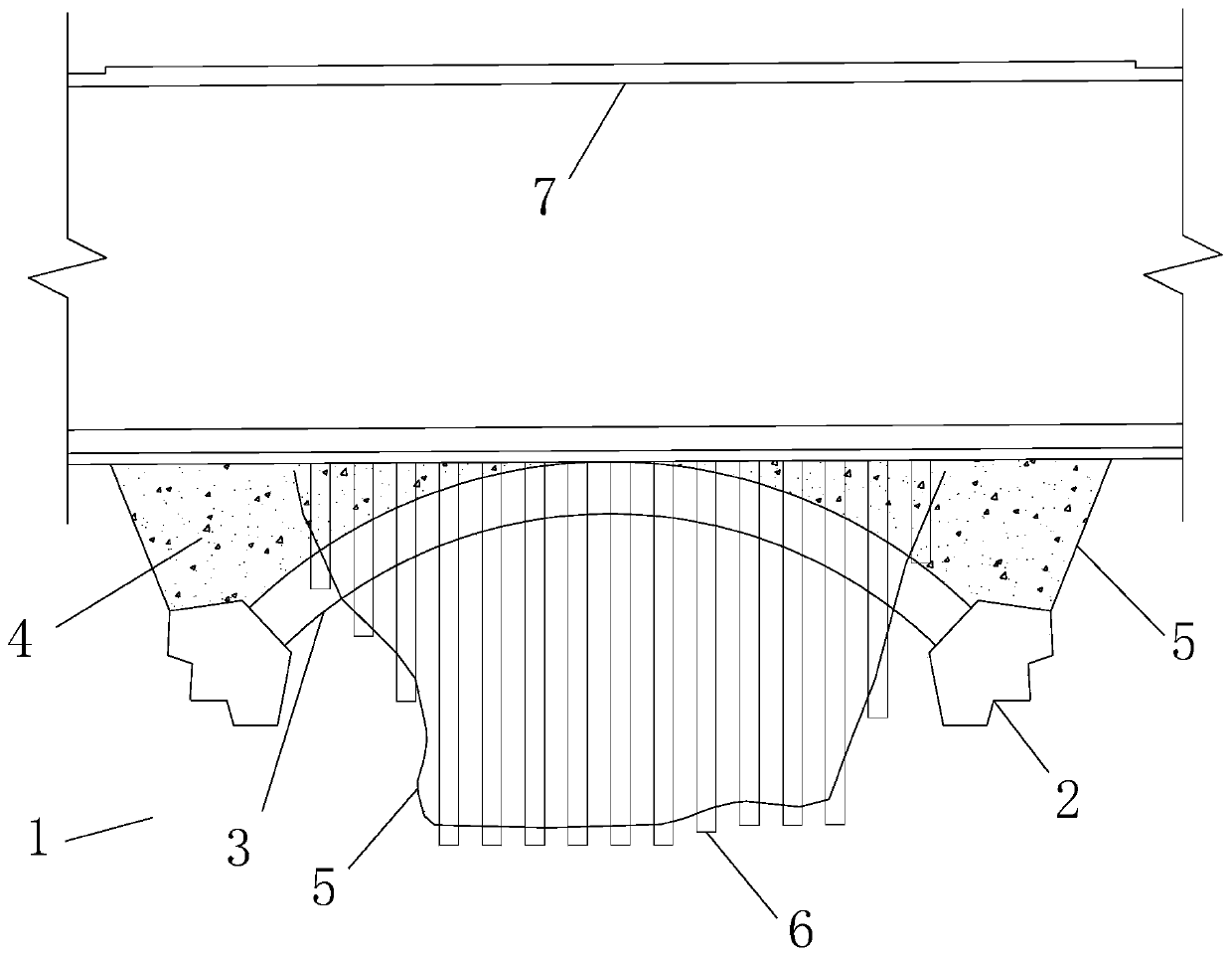 Large karst cave and underground river arch span structure in tunnel and construction method