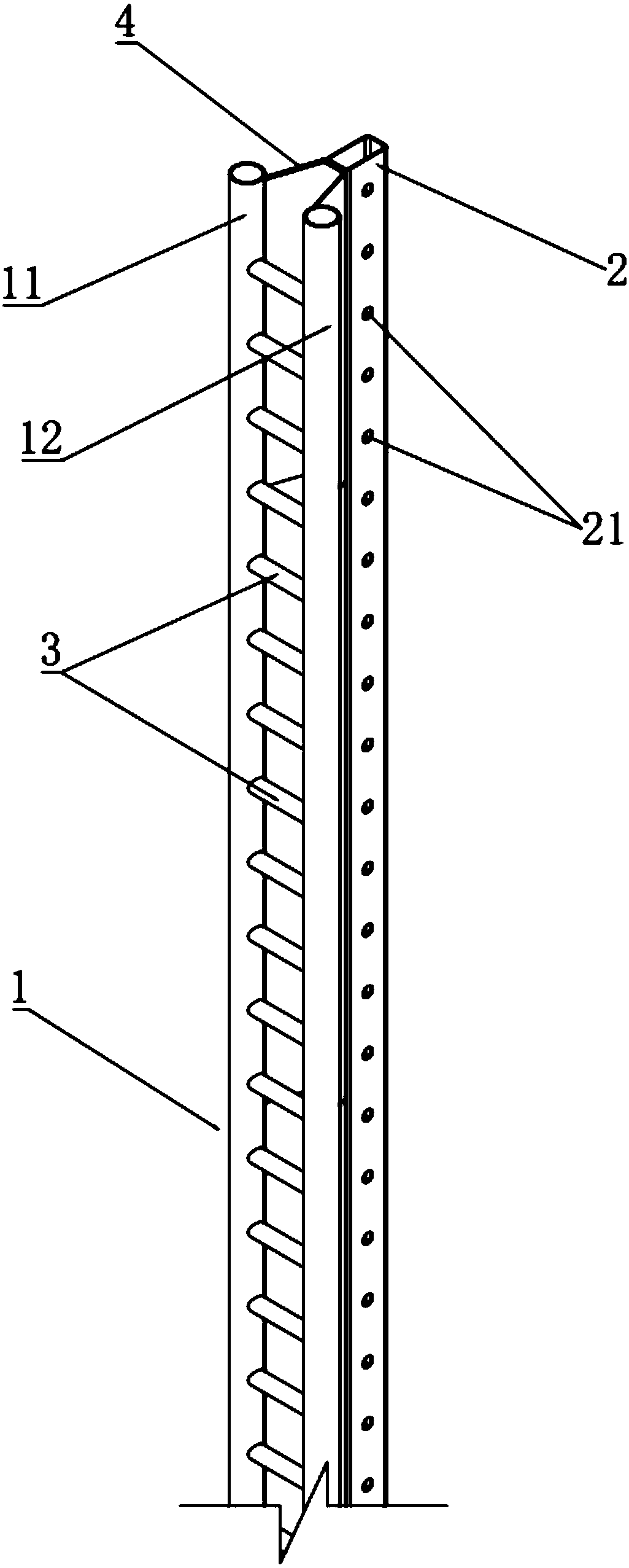 Attached lifting scaffold guide rail