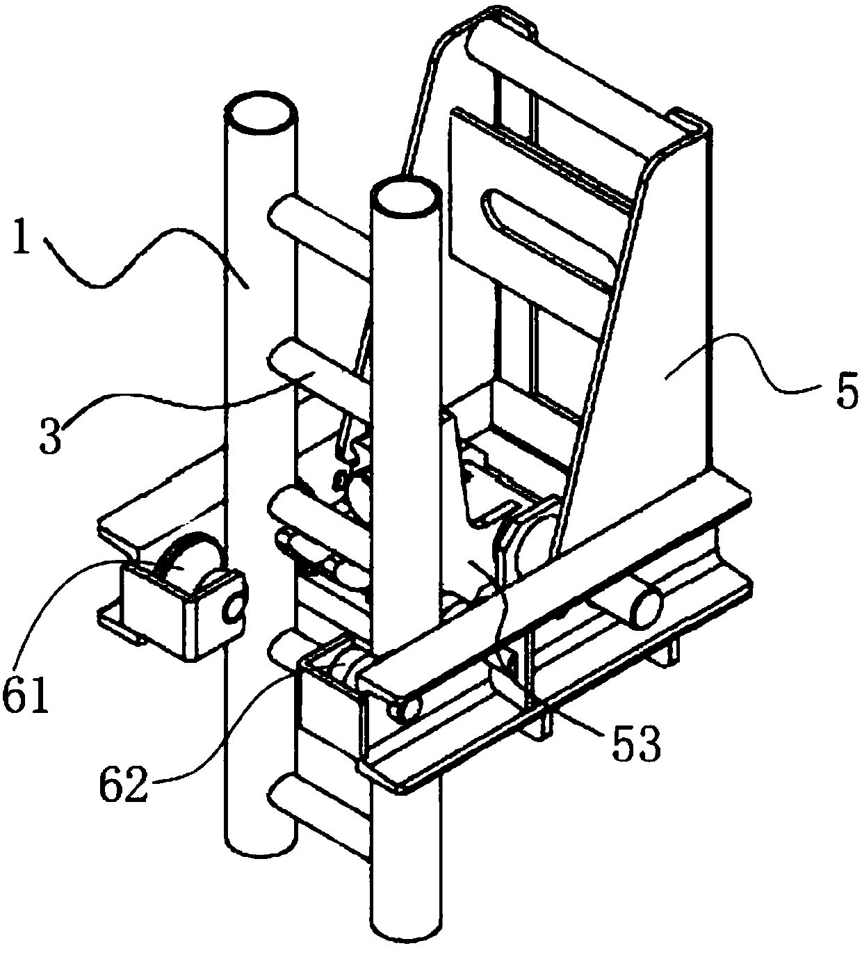 Attached lifting scaffold guide rail