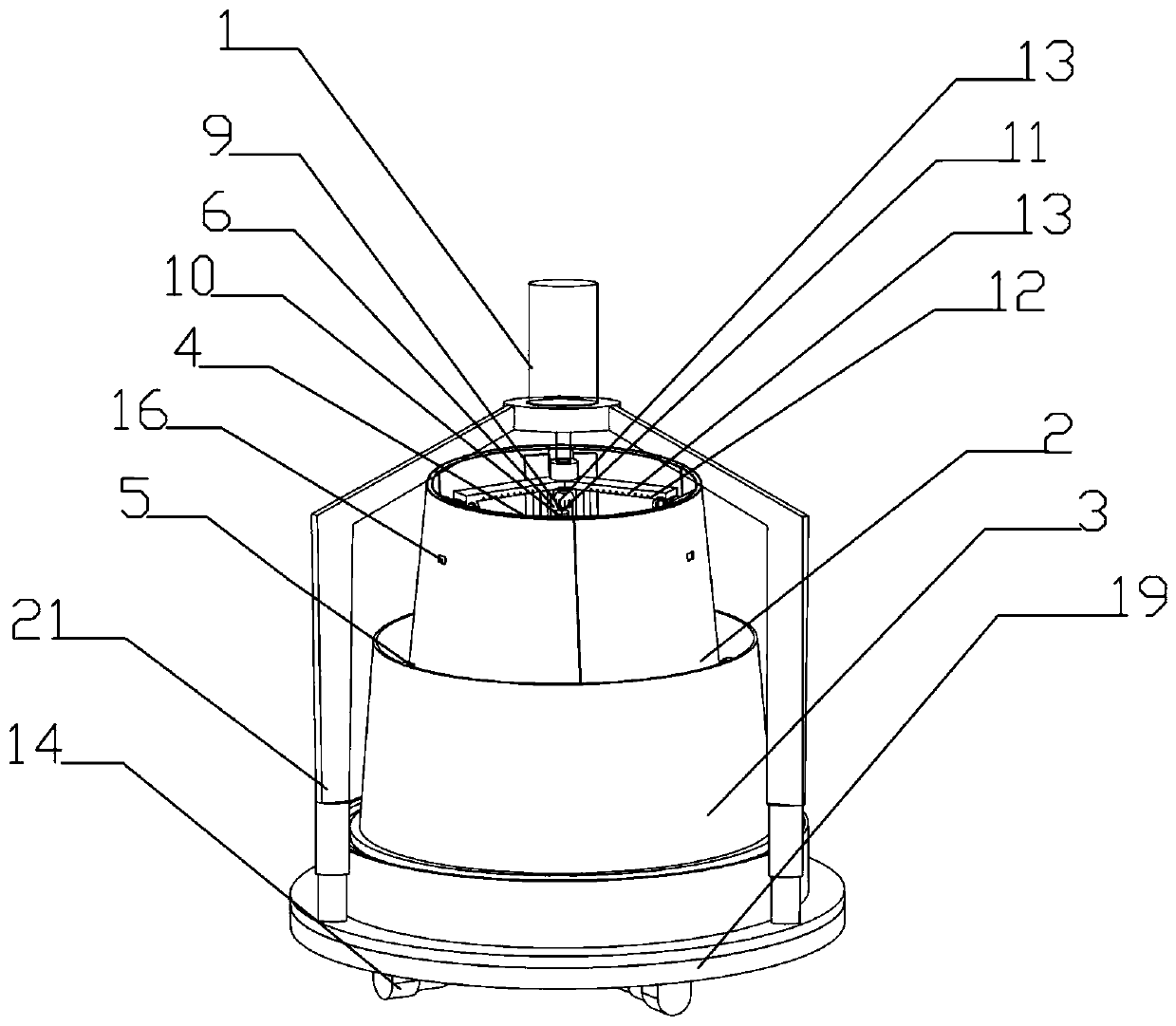 Conical barrel device for crushing, cutting and trimming concrete