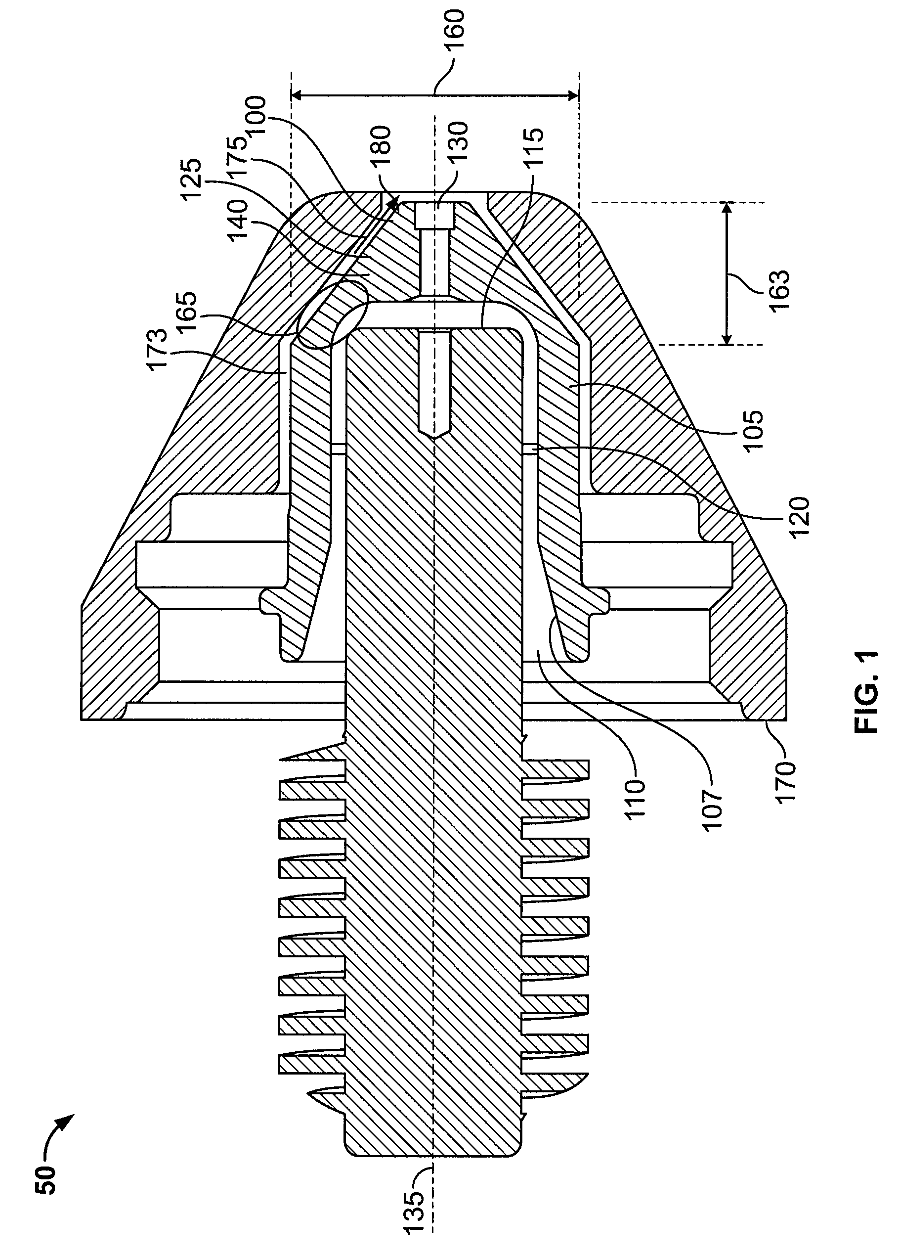 Nozzle head with increased shoulder thickness