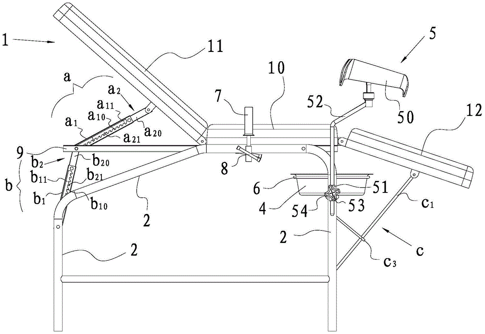 A gynecological examination bed