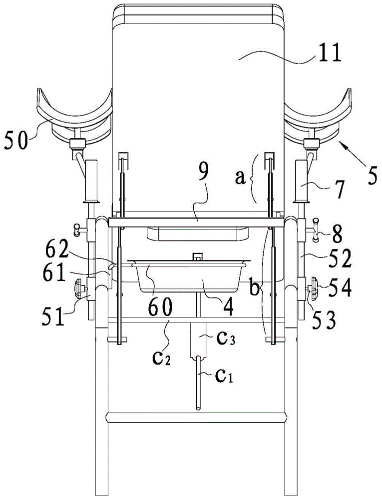 A gynecological examination bed