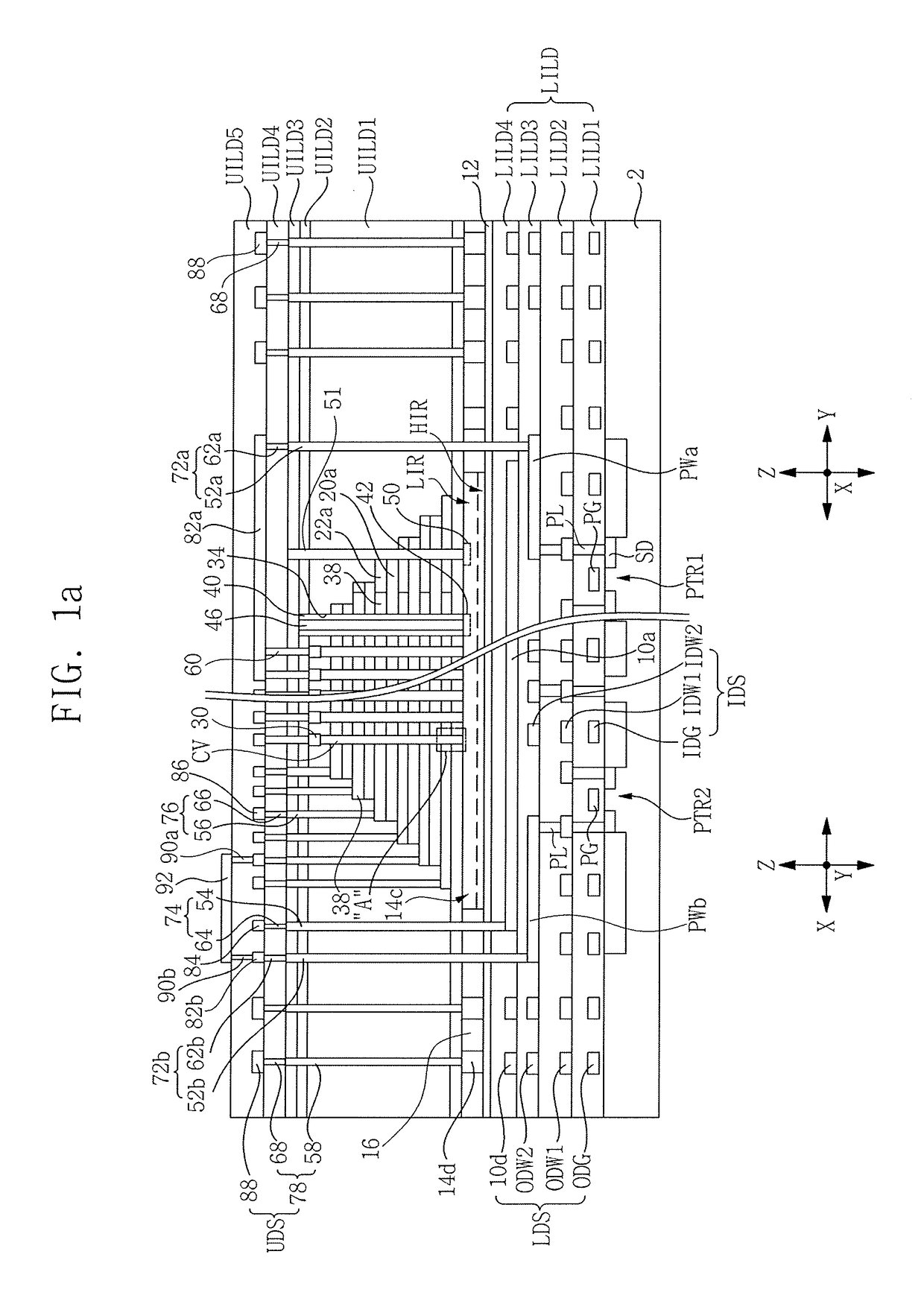 Semiconductor device with an interconnection structure having interconnections with an interconnection density that decreases moving away from a cell semiconductor pattern