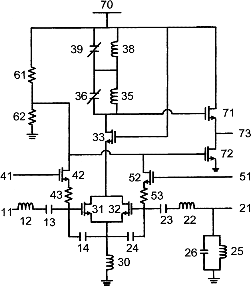 Novel integrated circuit structure of full-integrated dual frequency band low-noise amplifier