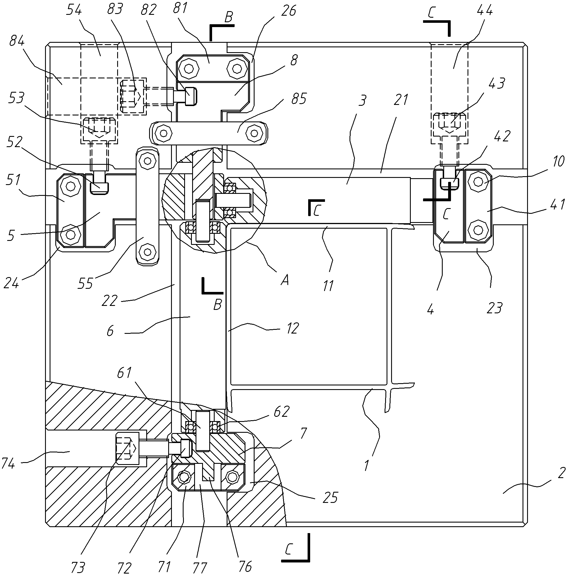 Die head of extrusion die capable of embossing on adjacent surfaces of section bar