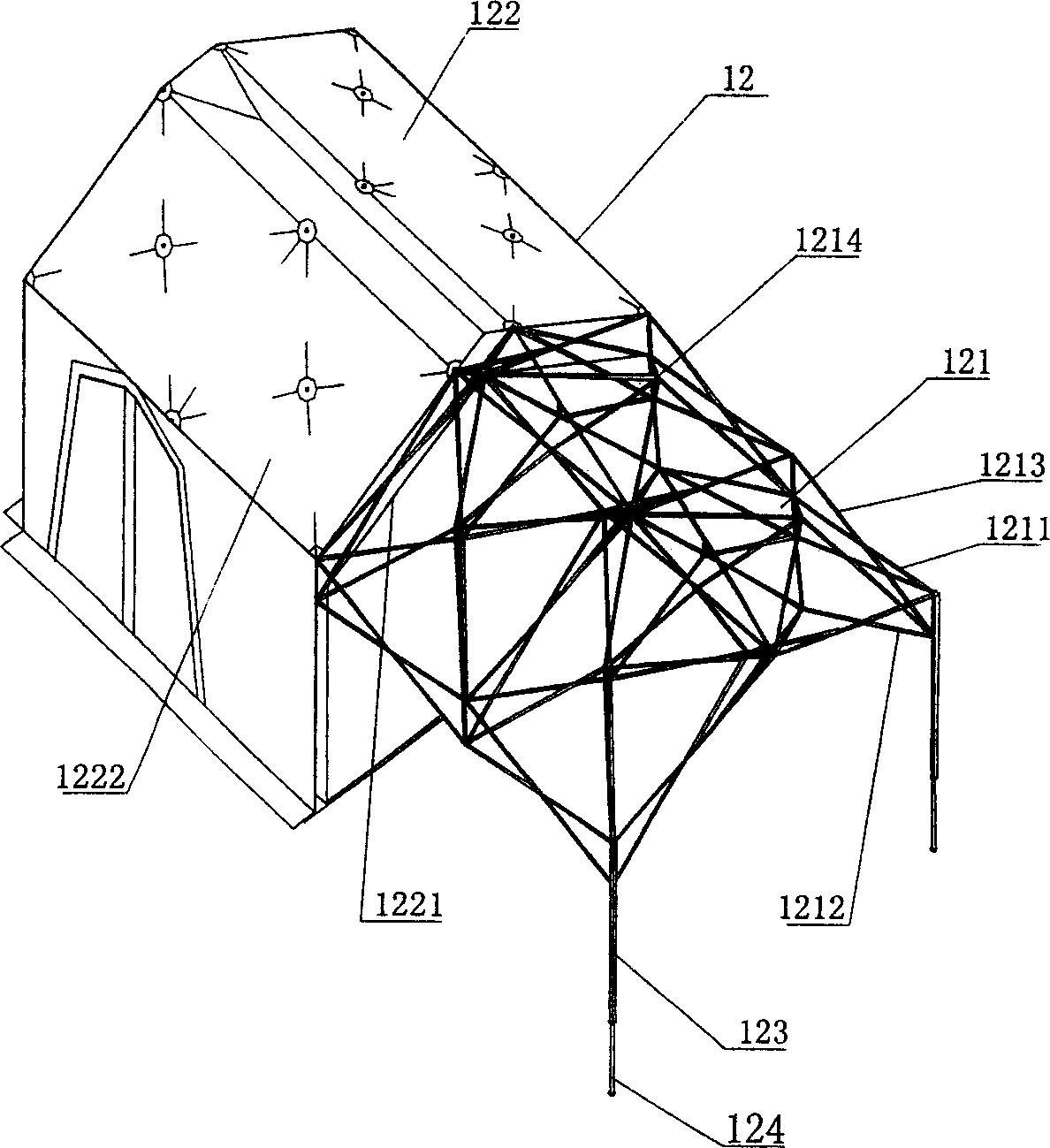 Tent module structure and field hospital system formed by same