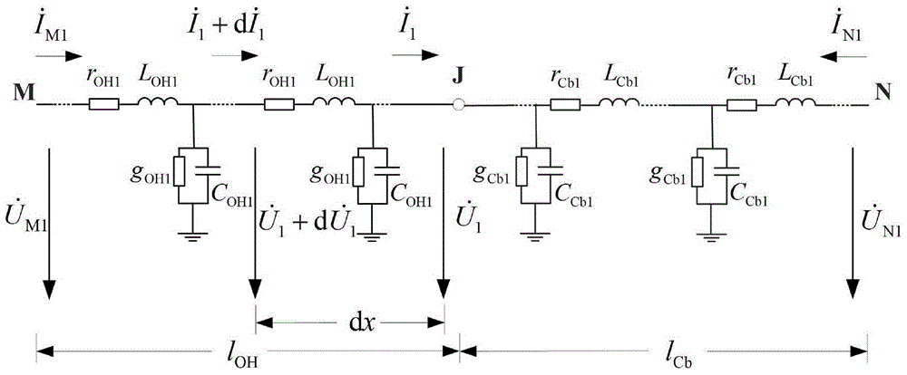 Ultrahigh-voltage overhead-cable hybrid power transmission line order parameter measurement method