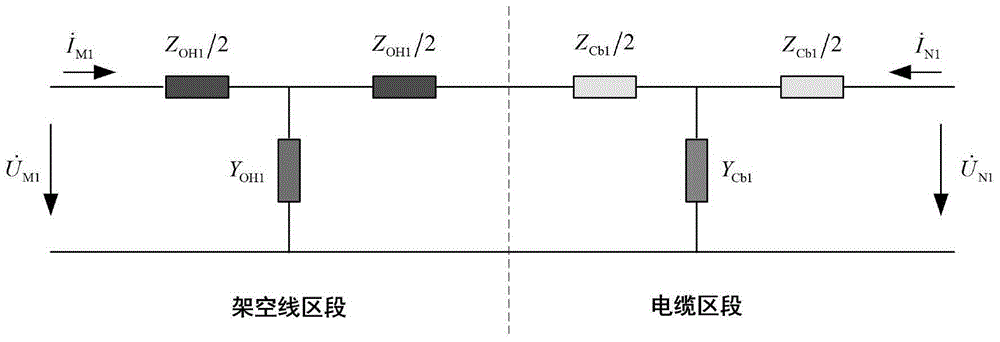 Ultrahigh-voltage overhead-cable hybrid power transmission line order parameter measurement method