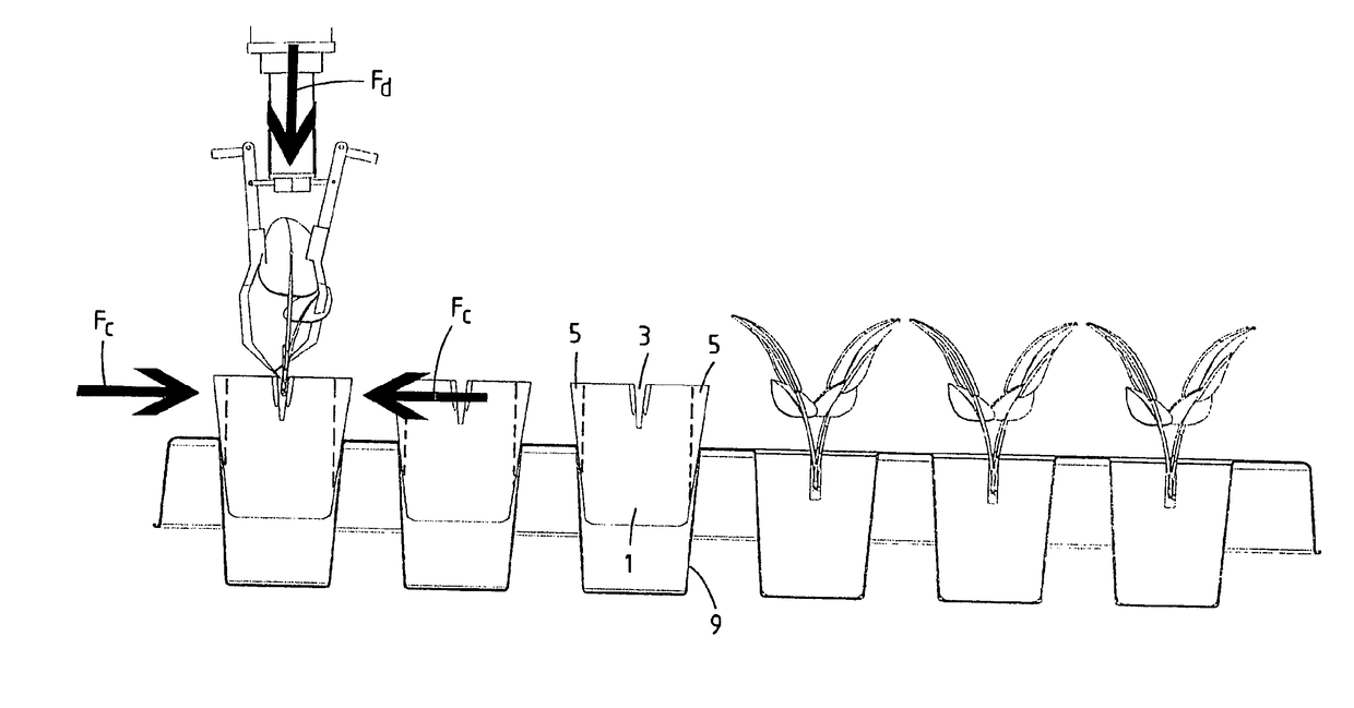 Planting method making use of a substrate plug with a press section