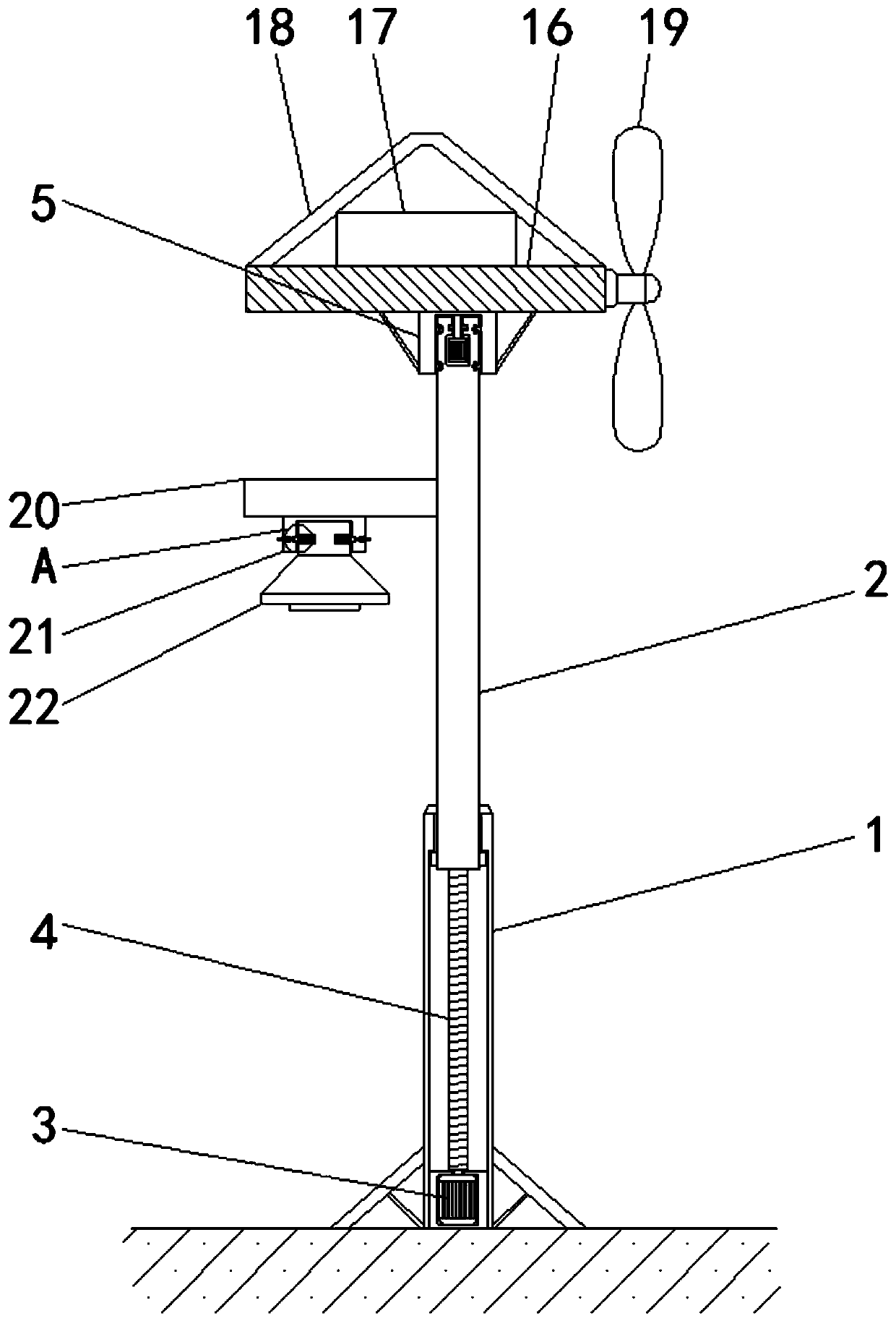 LED wind energy and light energy complementary street lamp suitable for periphery of square