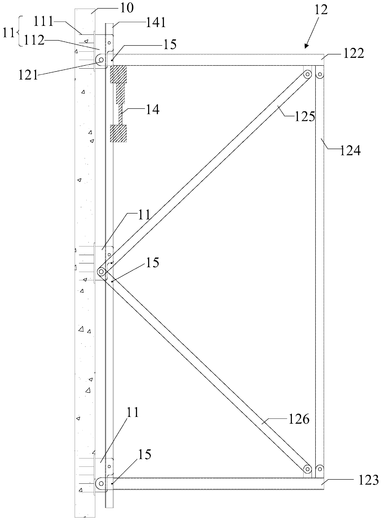 Climbing system and method of reinforcement-free self-climbing external hanging tower crane