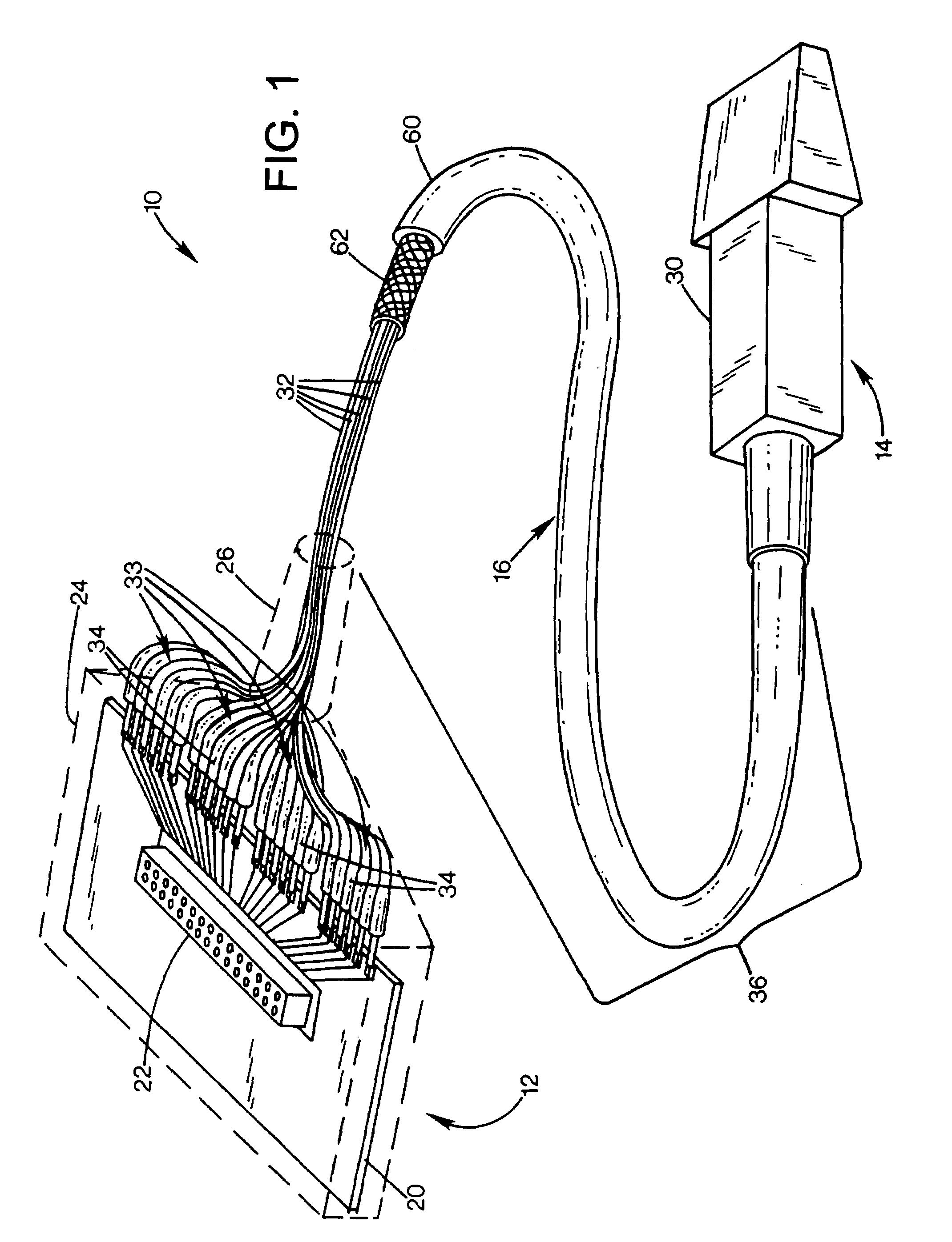 Flexible interconnect cable with insulated shield and method of manufacturing