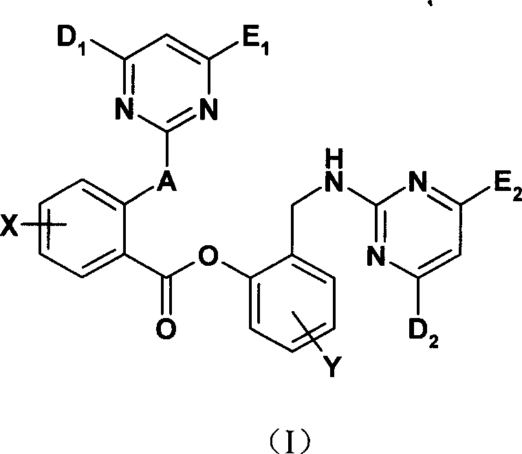 2-pyrimidine oxy-benzoic acid [2-(pyrimidine amino methyl)]benester compound, its preparation and use thereof