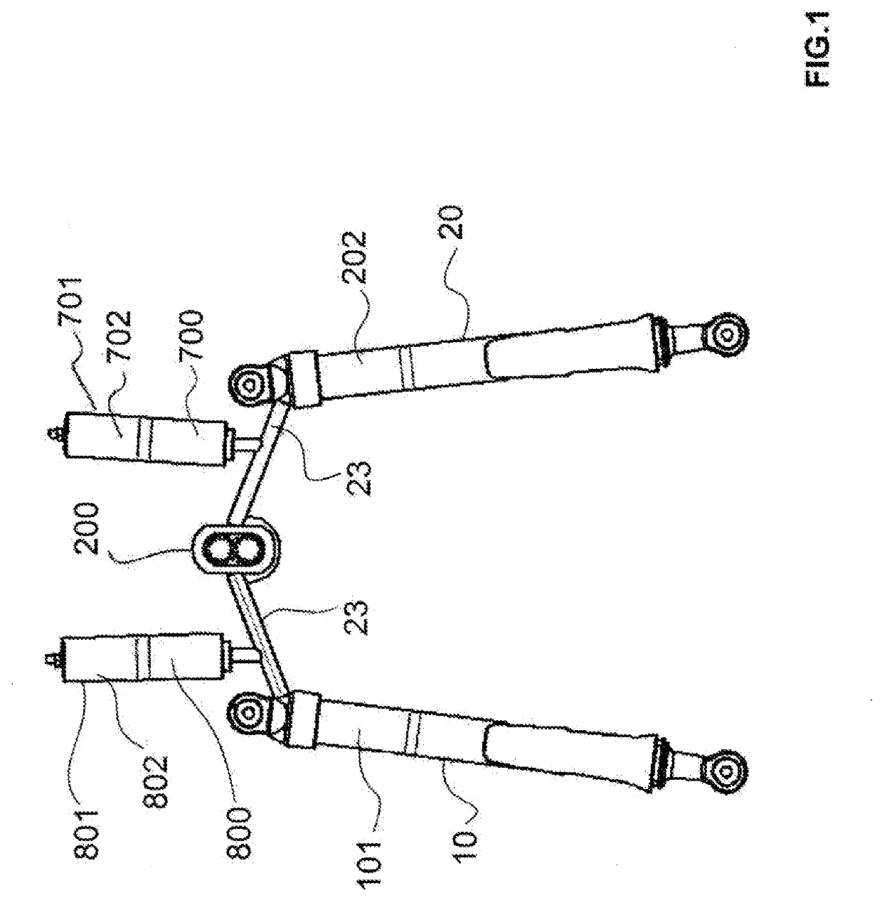 Hydropneumatic system for controlling the tilting of two wheels of a vehicle and a vehicle equipped with said system