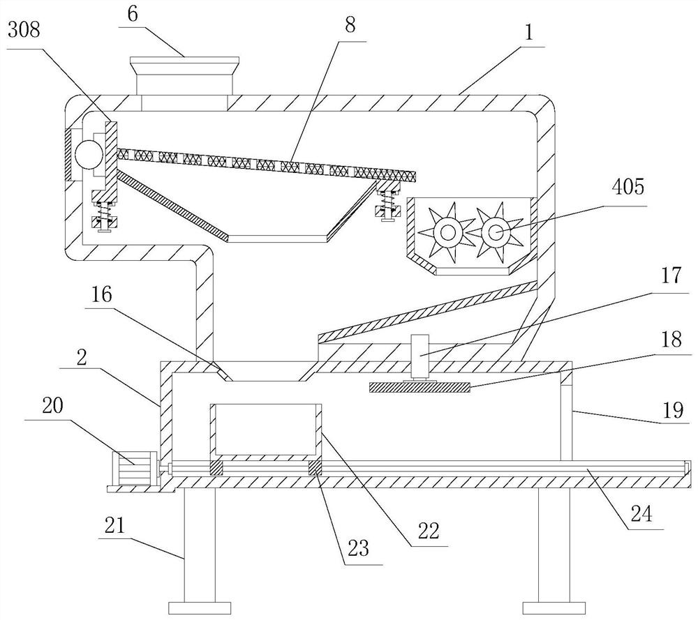 Metal filing treatment device for metal material machining