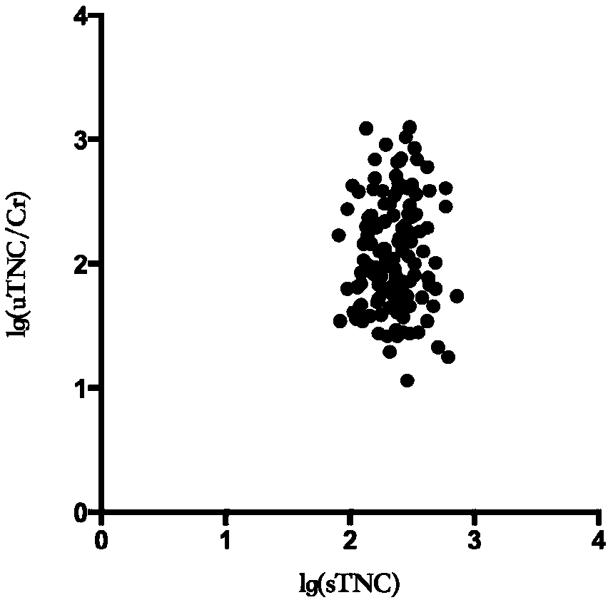 Application of urea Tenascin-C: creatinine in preparing preparation for diagnosing and prognosis evaluating idiopathic IgA nephropathy