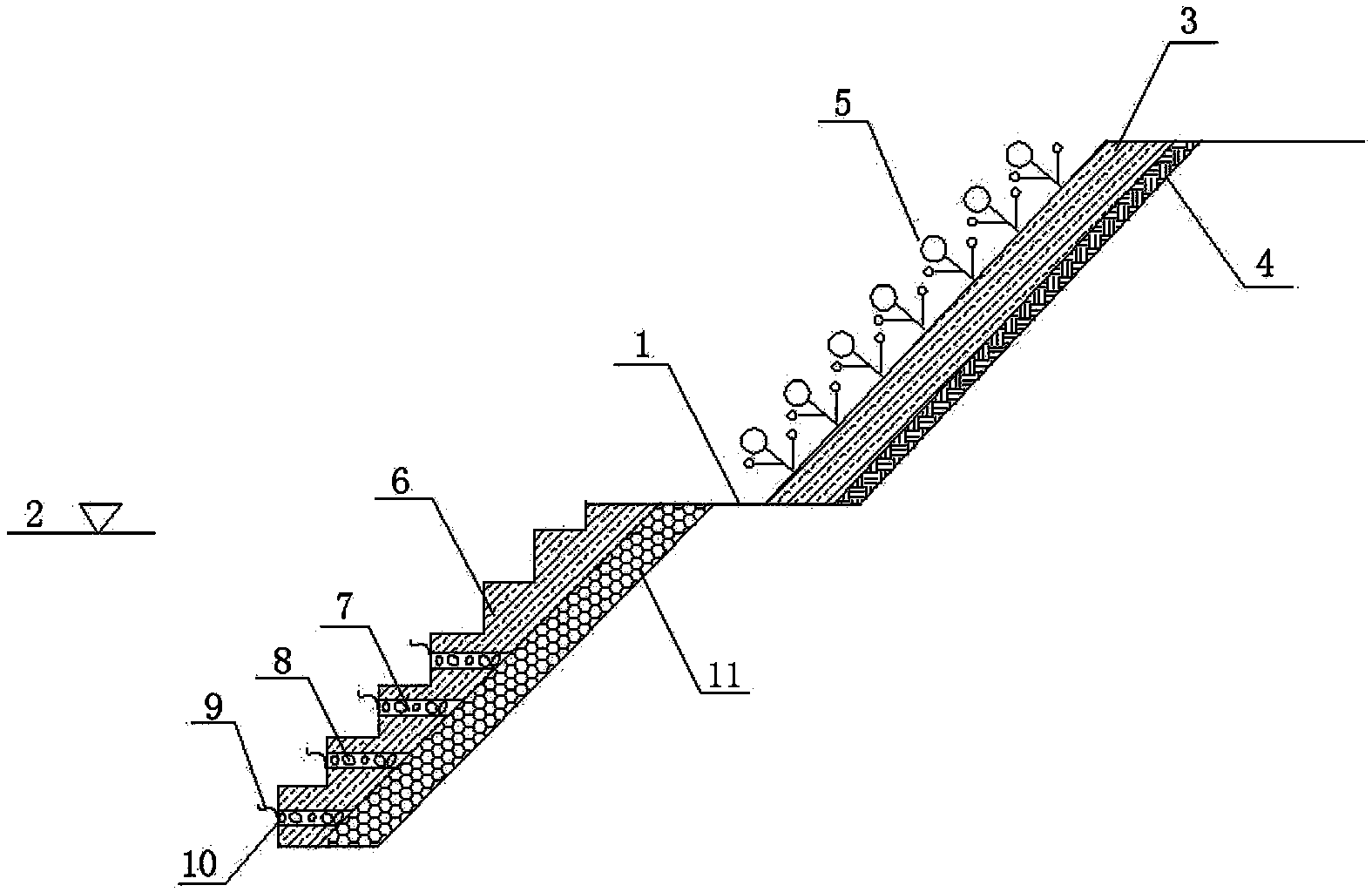 Cast-in-place inverted filter plant-growing type concrete ecological slope protection system and construction method thereof