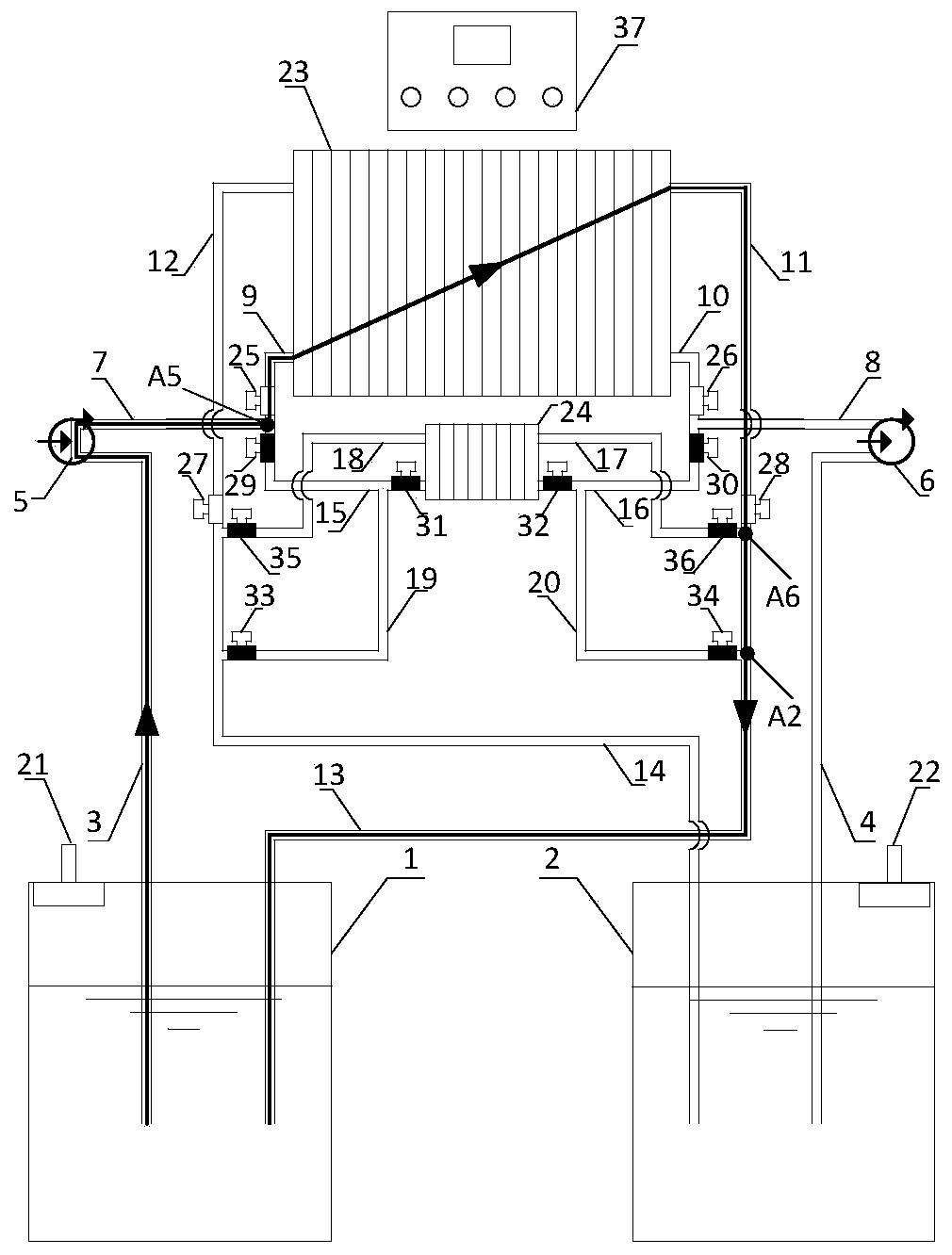 All-vanadium redox flow battery pipeline system having liquid mixing function