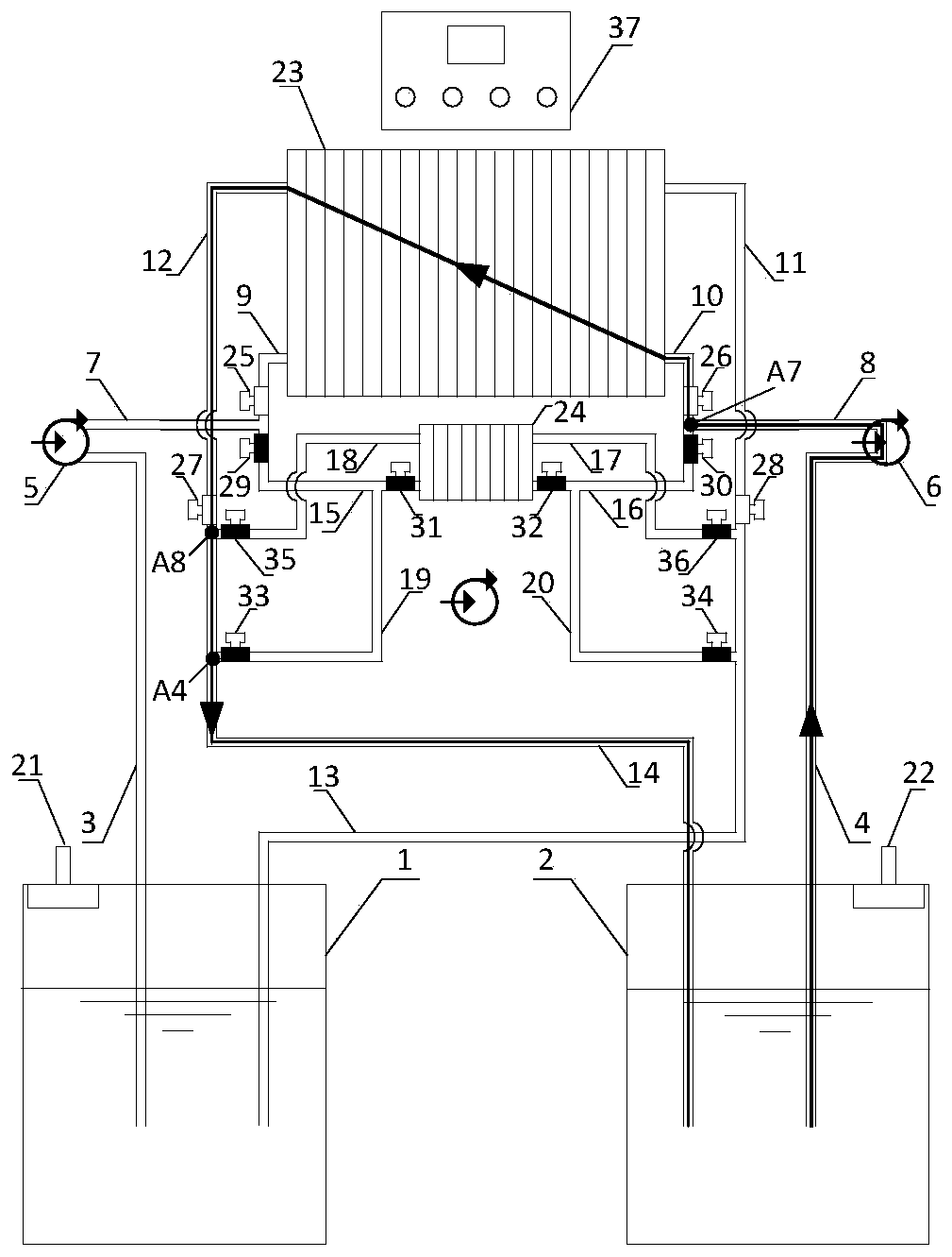 All-vanadium redox flow battery pipeline system having liquid mixing function