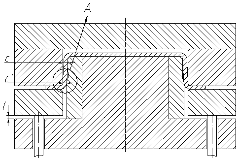 A stamping device for controlling the curling and rebounding of the side wall of a stamping part