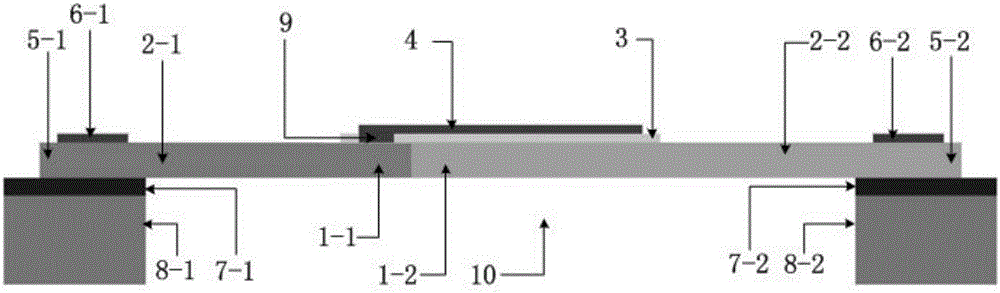 Piezoelectric resonator with two narrow support beams and high quality factor