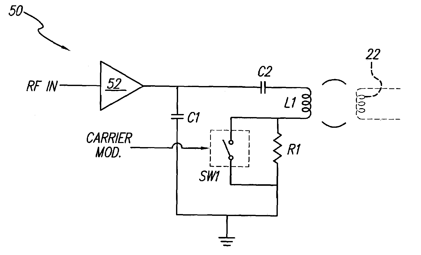 Low-power, high-modulation-index amplifier for use in battery-powered device