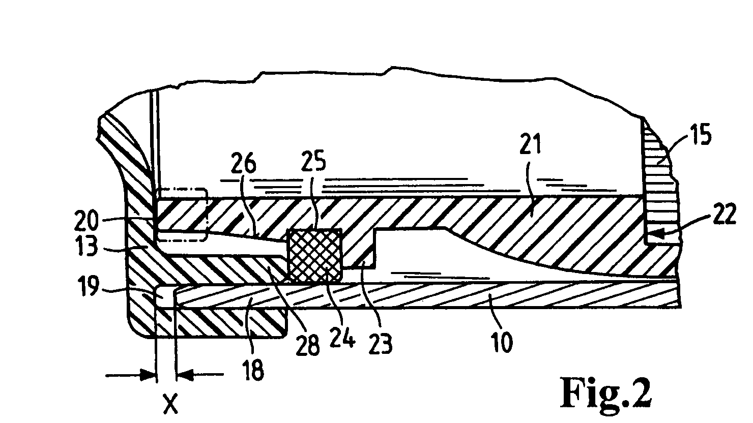 Compact filter comprising a square seal