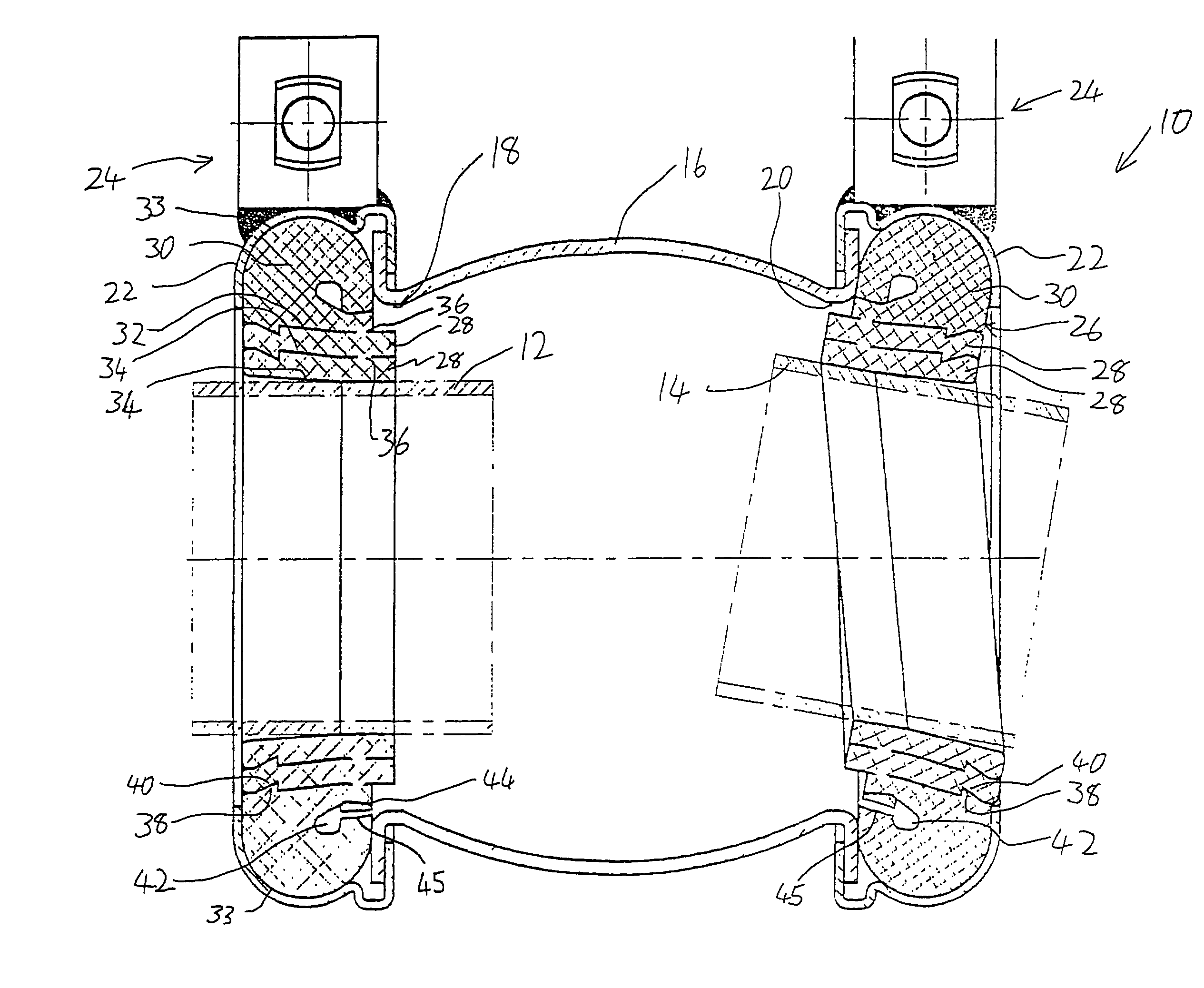 Universal pipe connectors and sealing element therefor