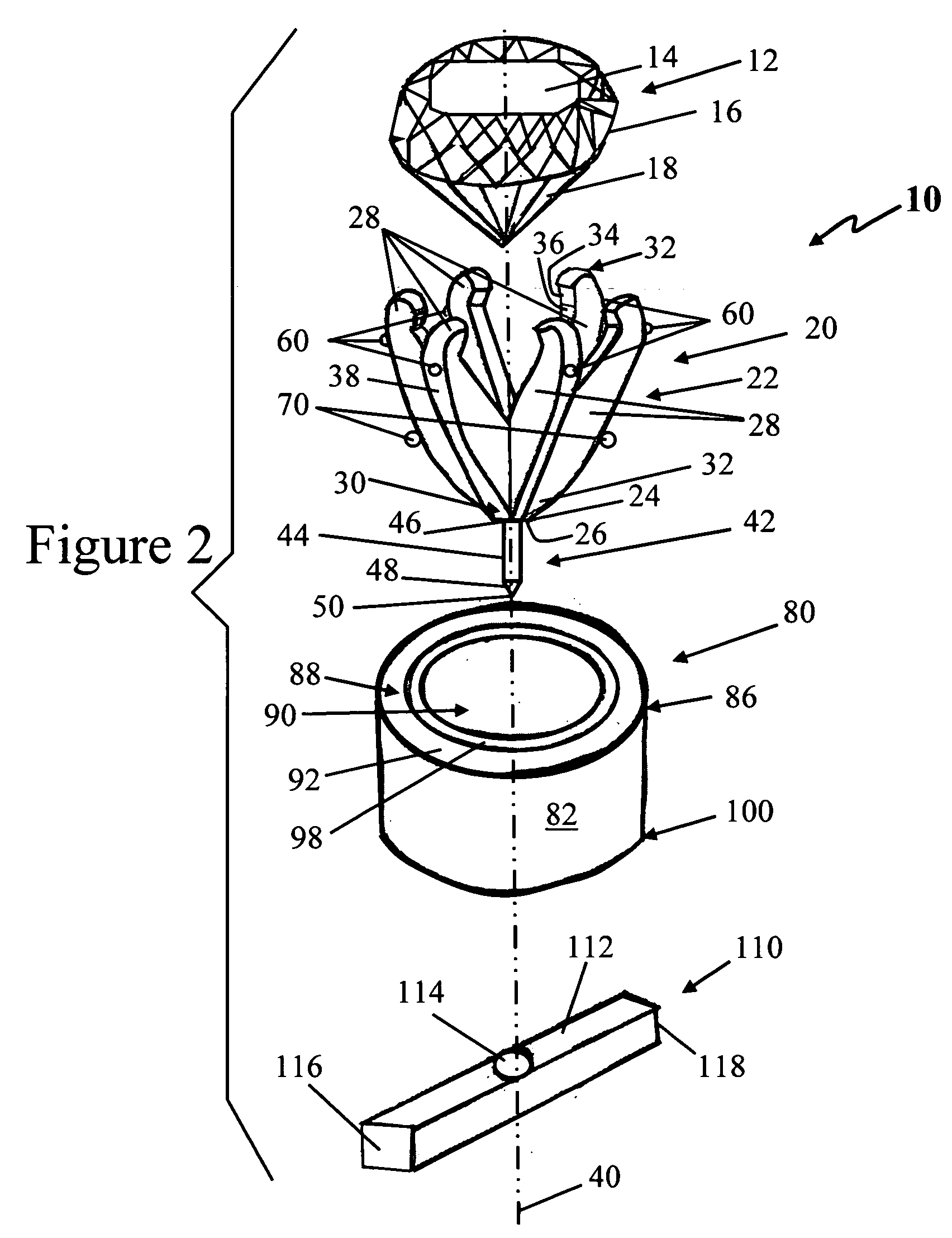 Rotatable setting device for jewelry articles