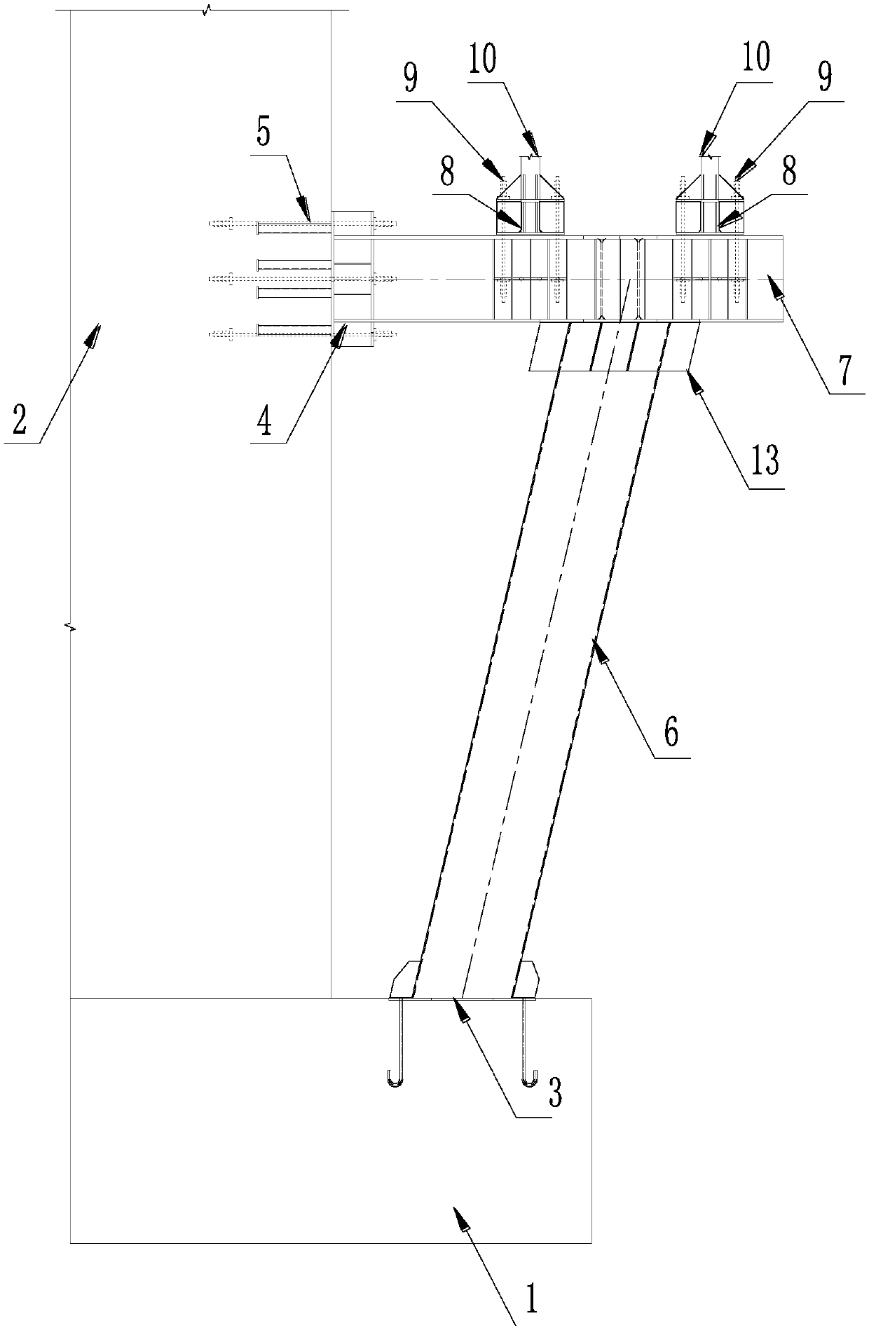 Tower crane foundation structure applicable to restricted space