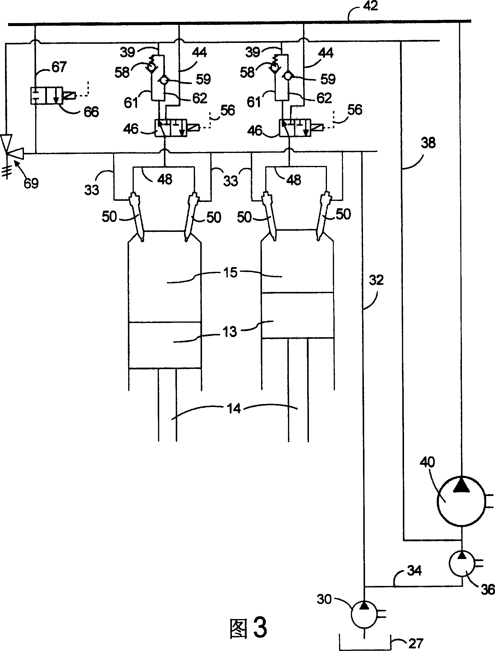 Common rail fuel injection system with fuel circulation for a large two-stroke diesel engine