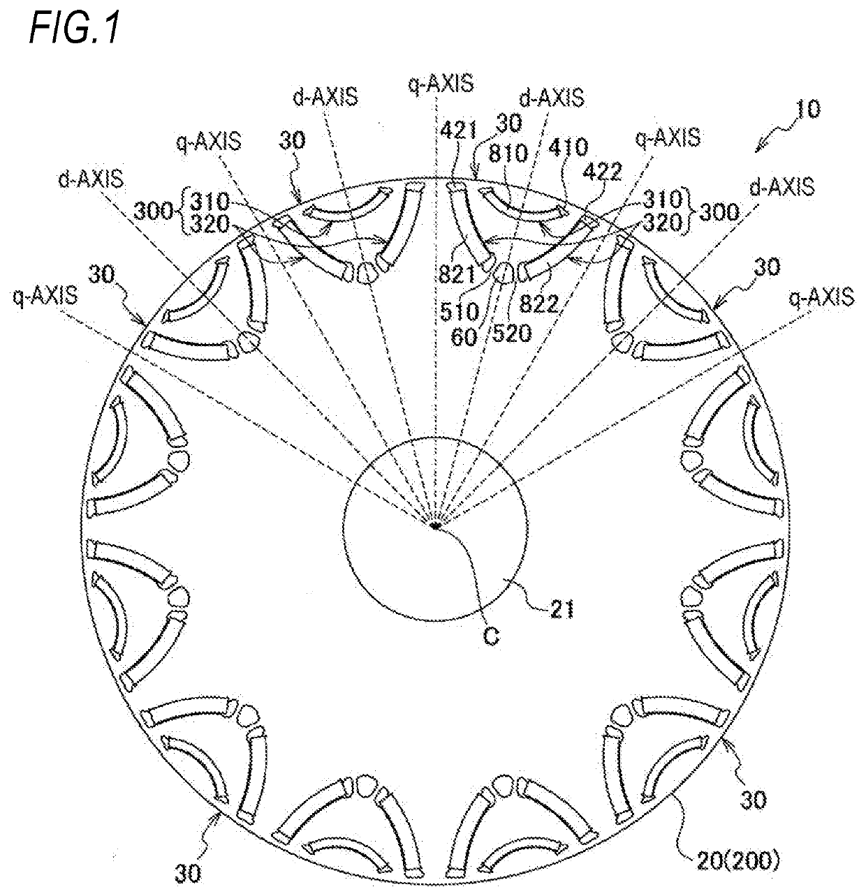 Rotor and manufacturing method of arc magnet for rotor