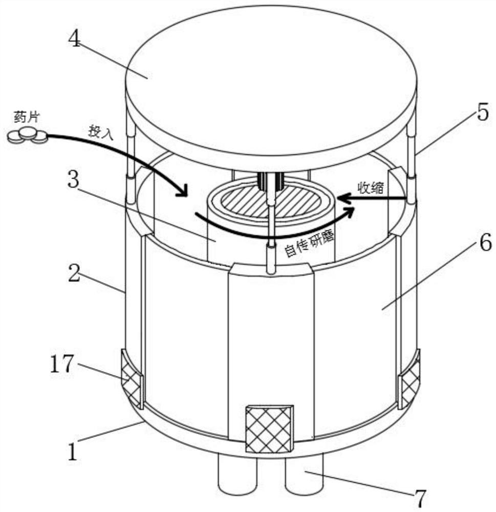 Tablet grinding device for edible medicines