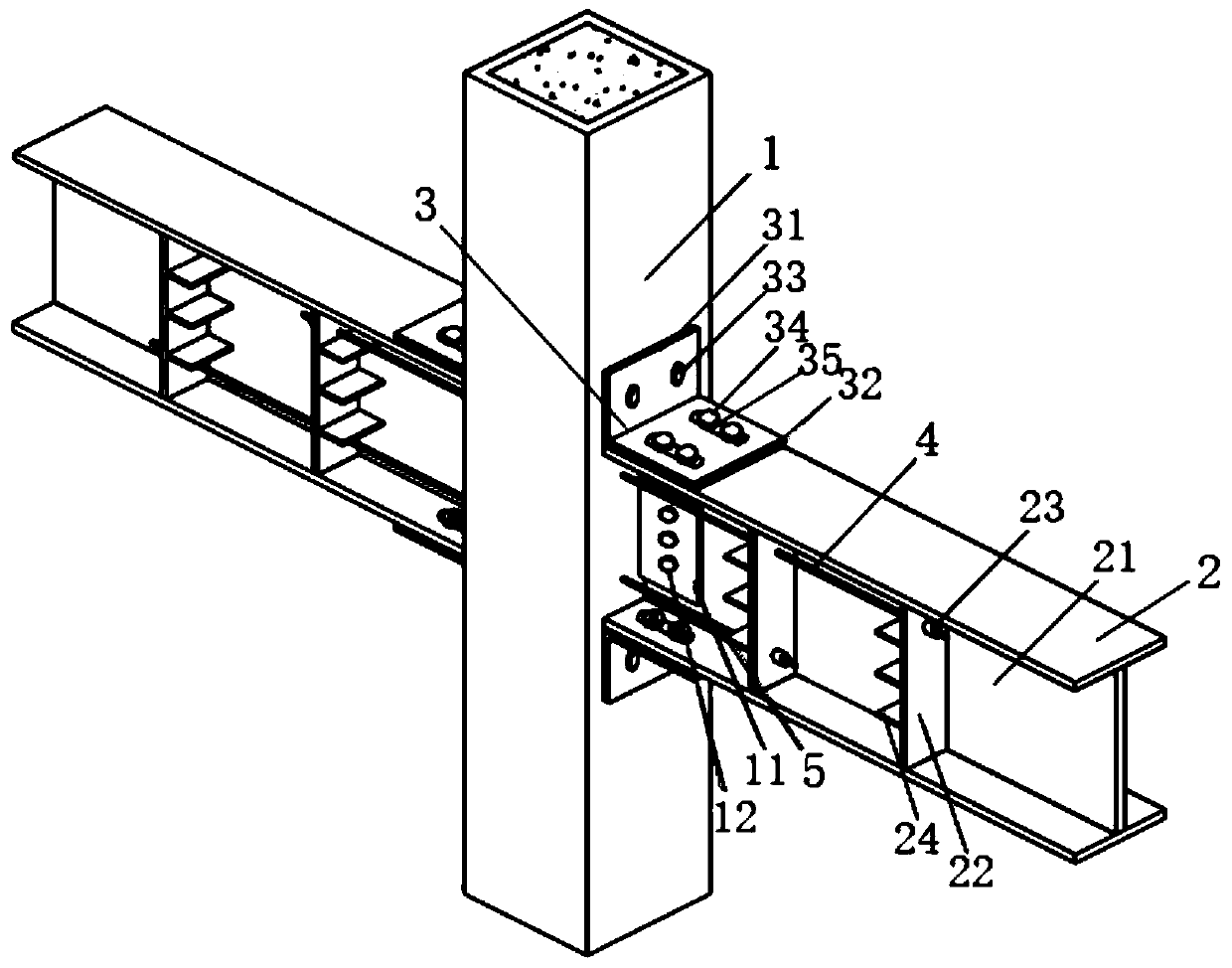 Self-reset concrete-filled steel tube column-steel beam node connecting device