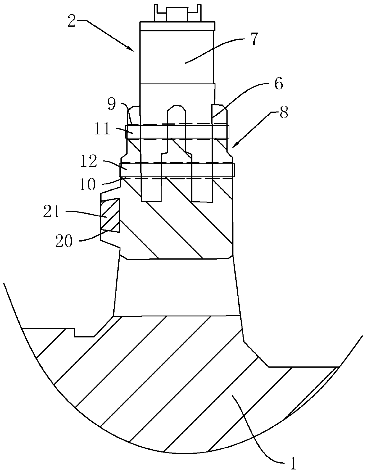 Turbine rotor fork-shaped blade mounting structure and mounting method thereof