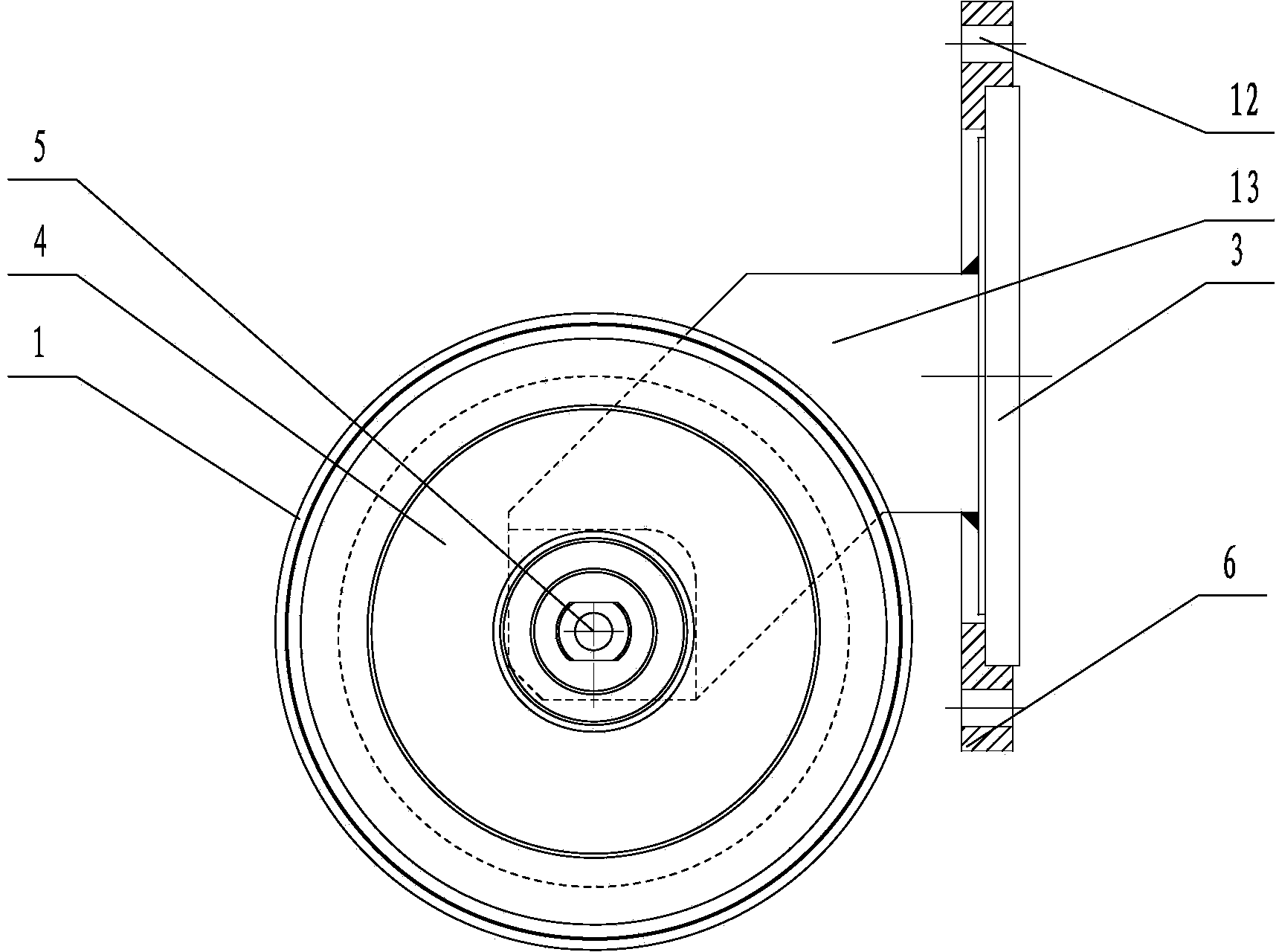 Inlet wire guide wheel assembly on trunk type take-up machine