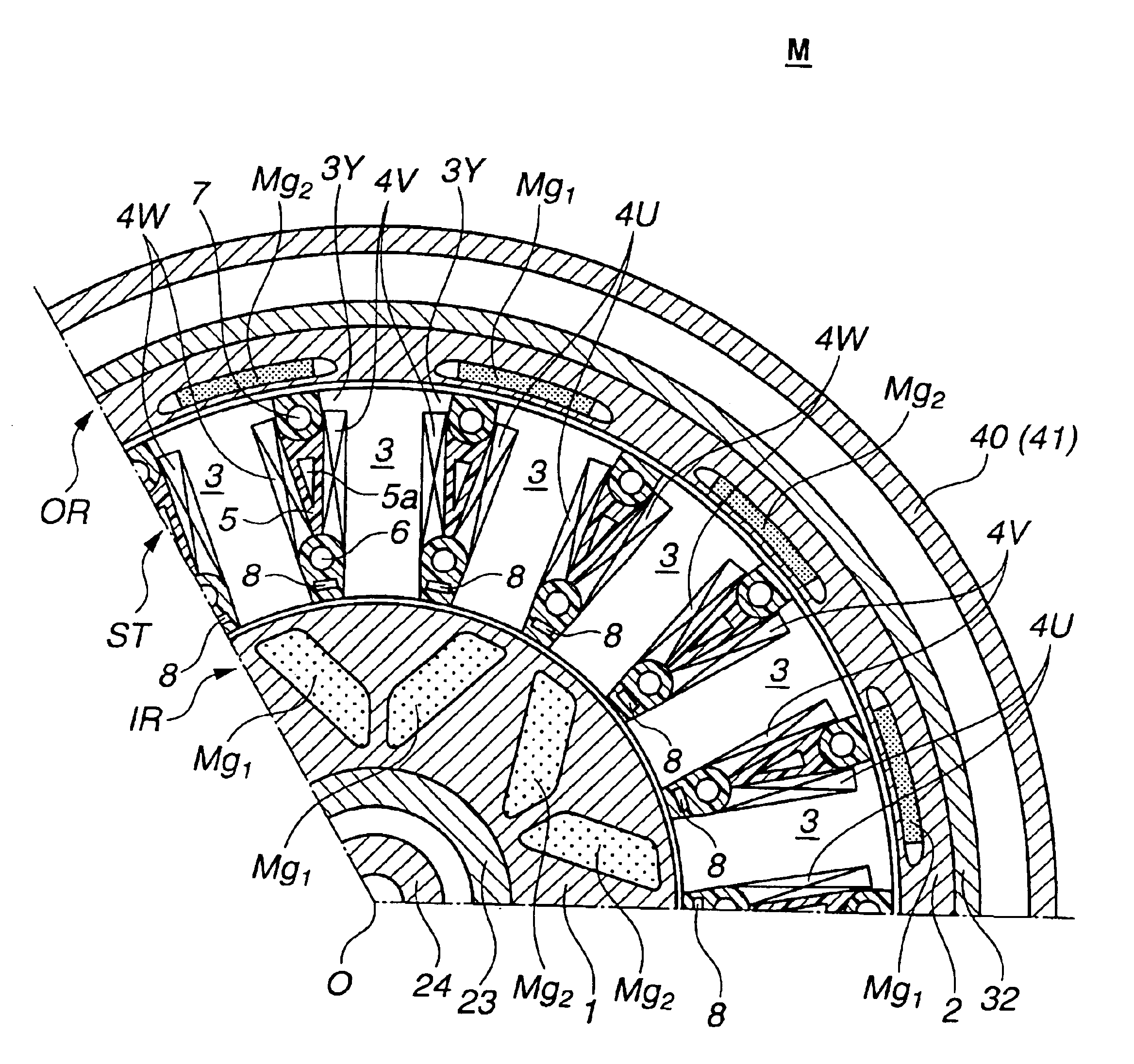 Stator of two rotor single stator type electric motor