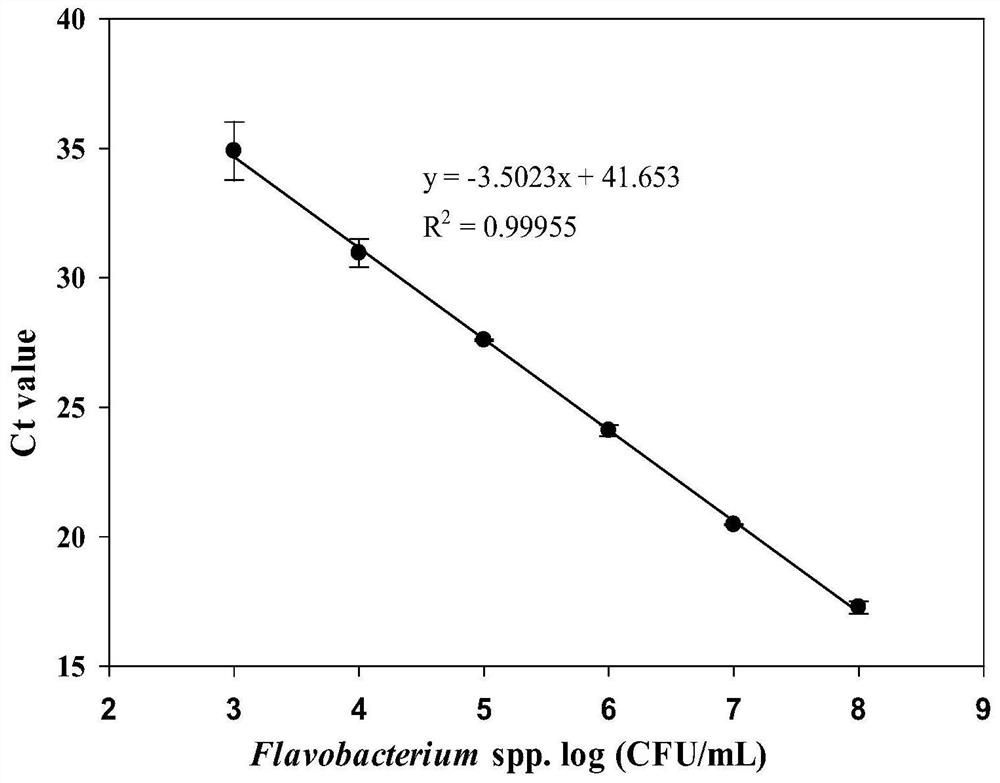 Molecular target for screening flavobacterium and quantitative detection method for flavobacterium