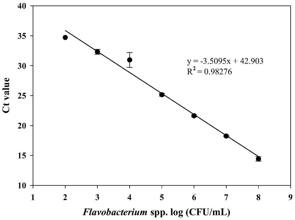 Molecular target for screening flavobacterium and quantitative detection method for flavobacterium