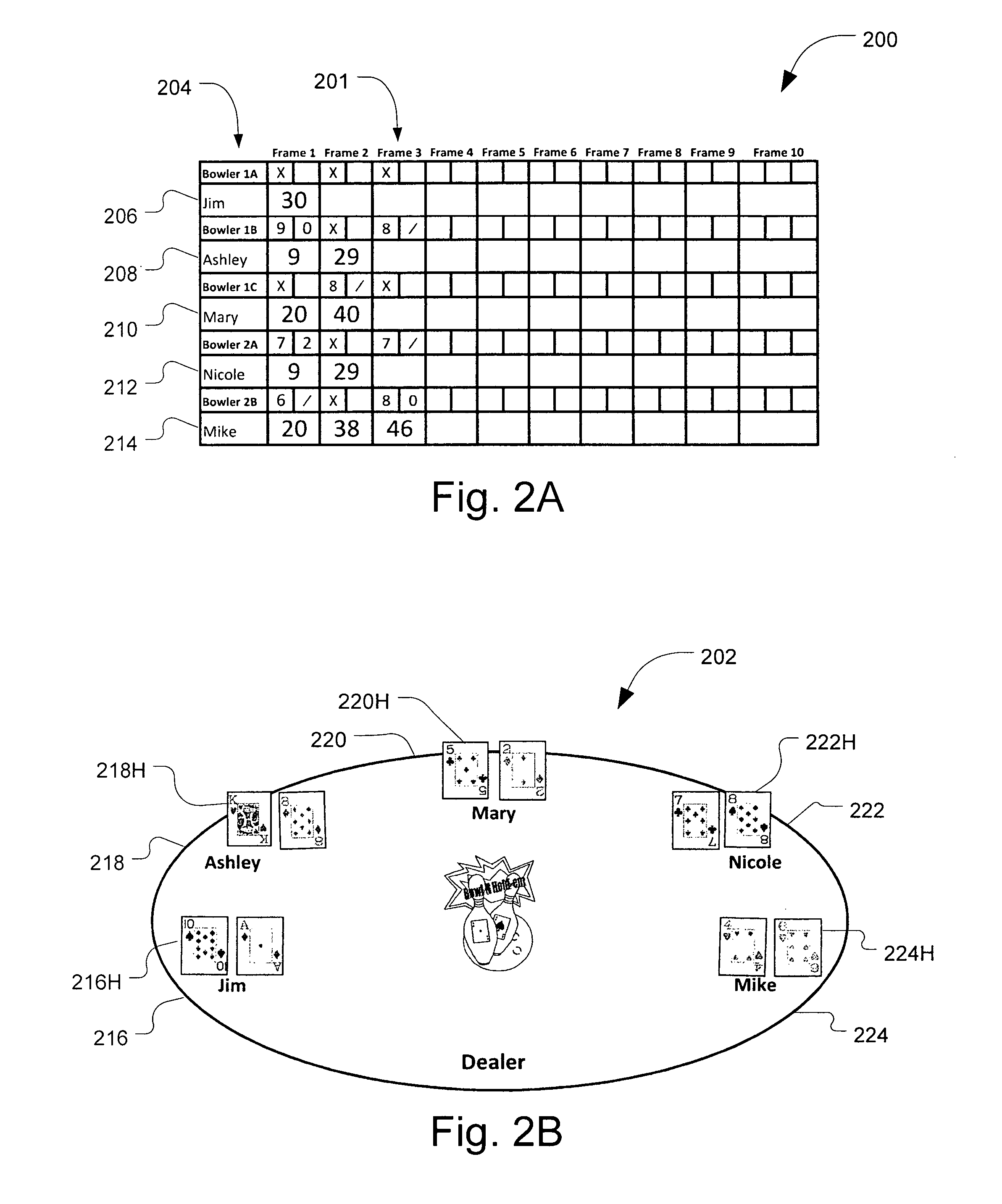 Method and system for playing a bowling game in combination with a secondary card game