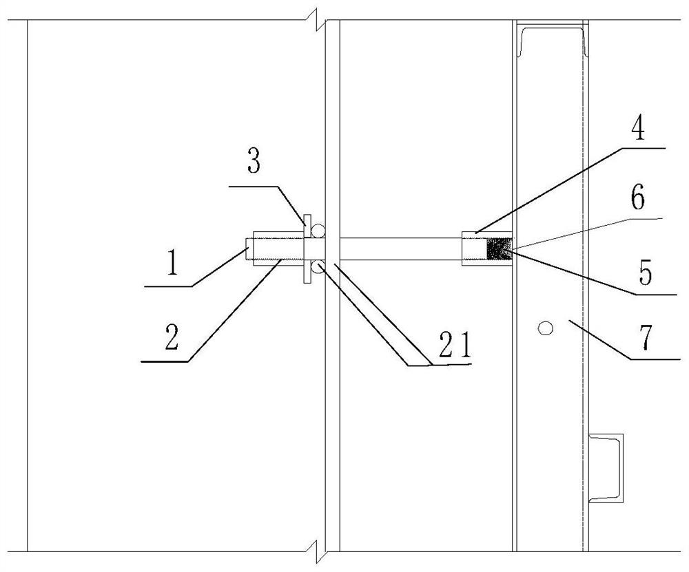 Connecting device between concrete conveying pipeline and pier column