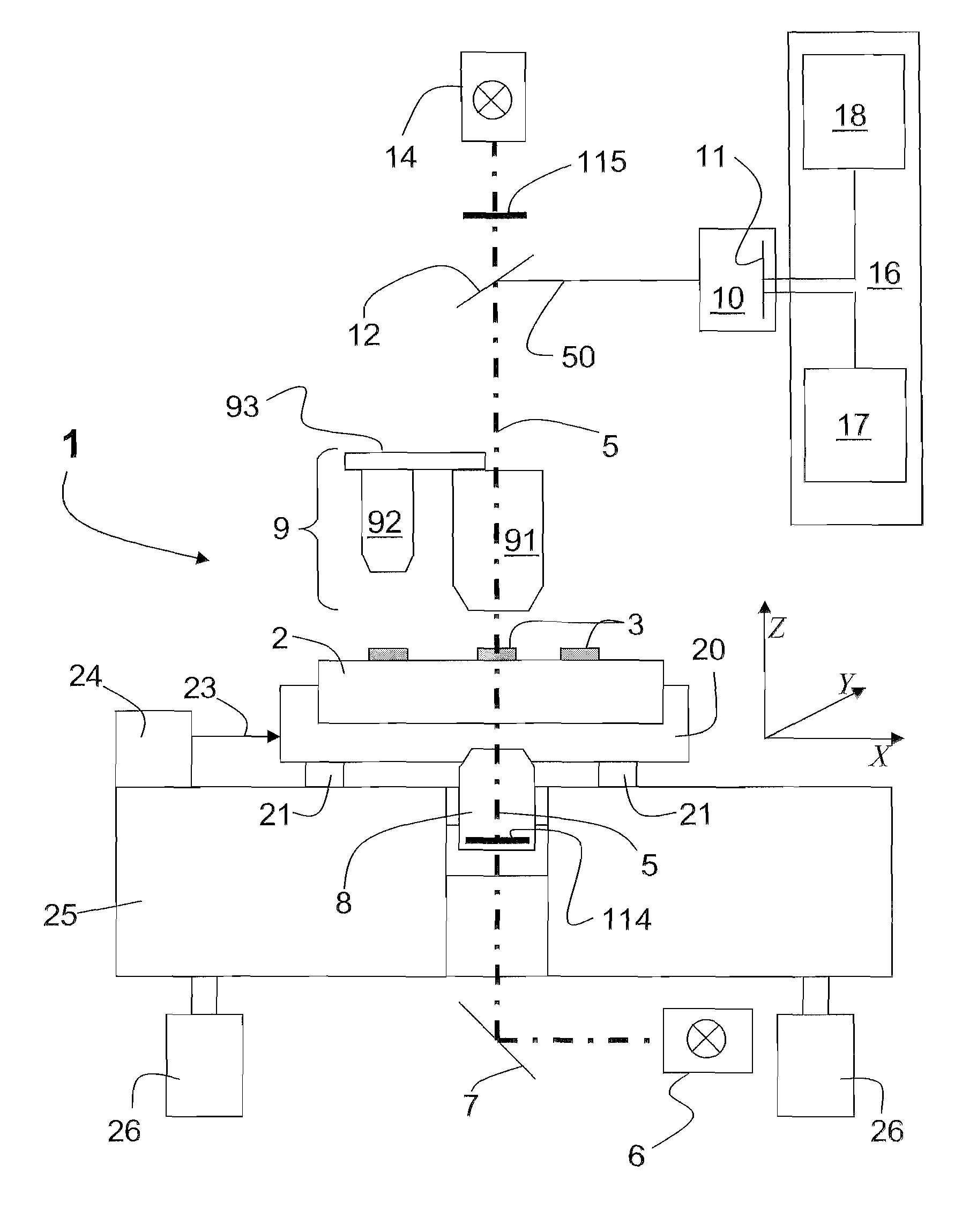 Apparatus and method for measuring structures on a mask and or for calculating structures in a photoresist resulting from the structures