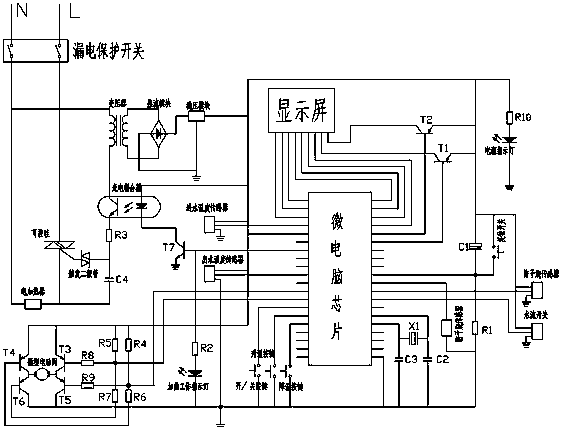 Water temperature automatic control circuit for temperature constant water heater