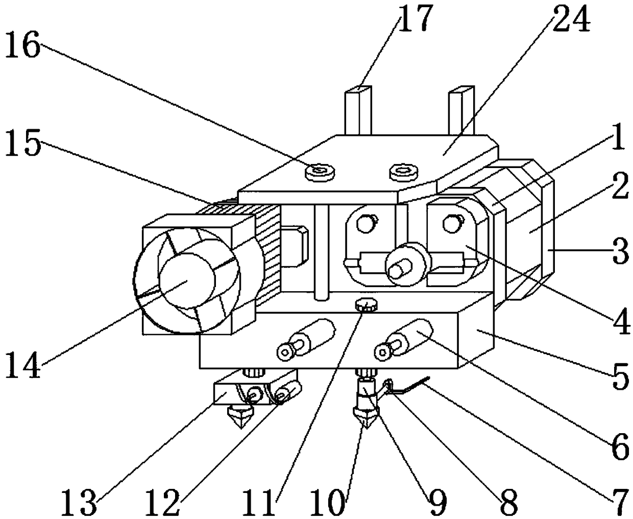 Printing head for high-temperature 3D printer