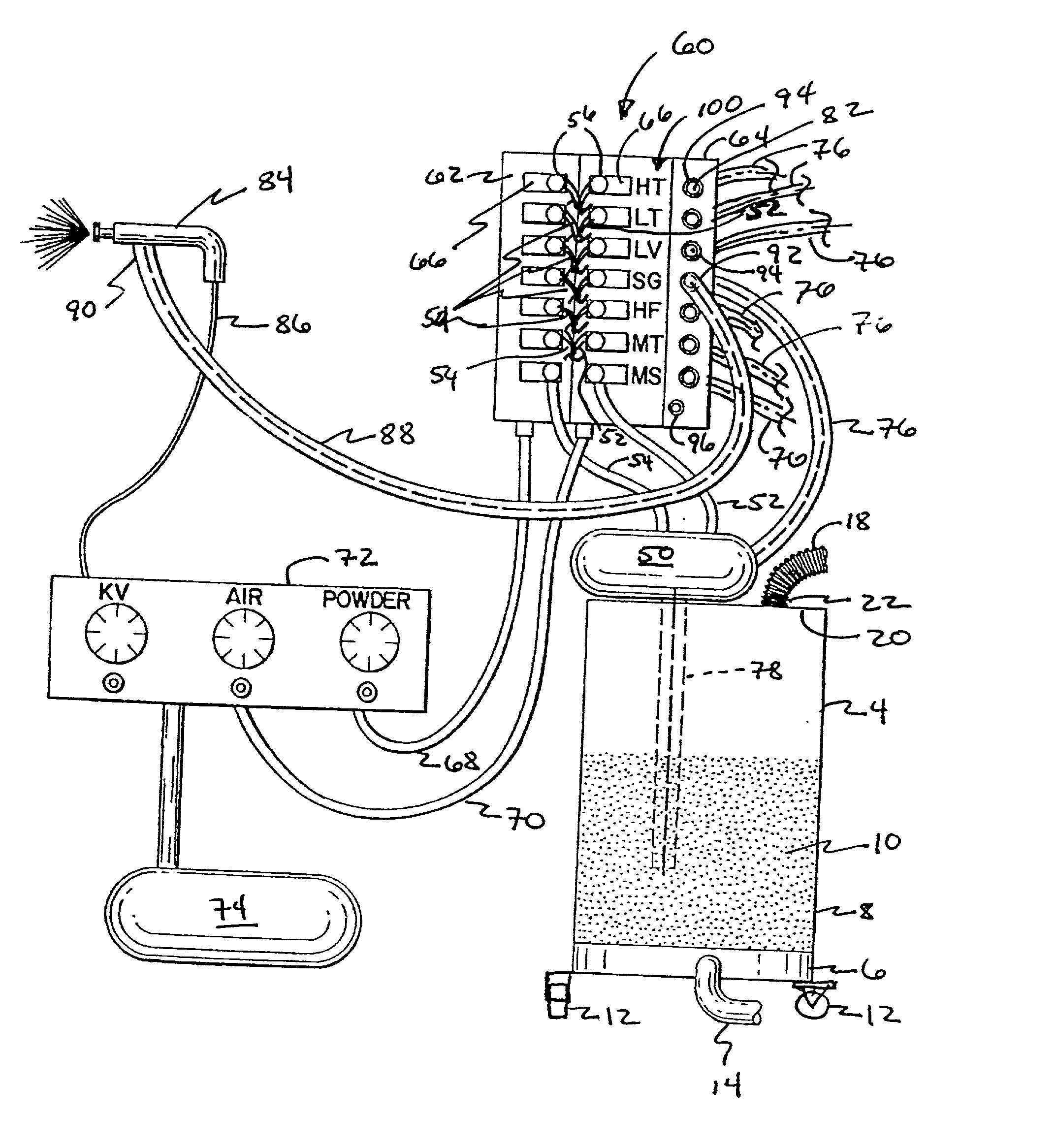 Powder spray coating system