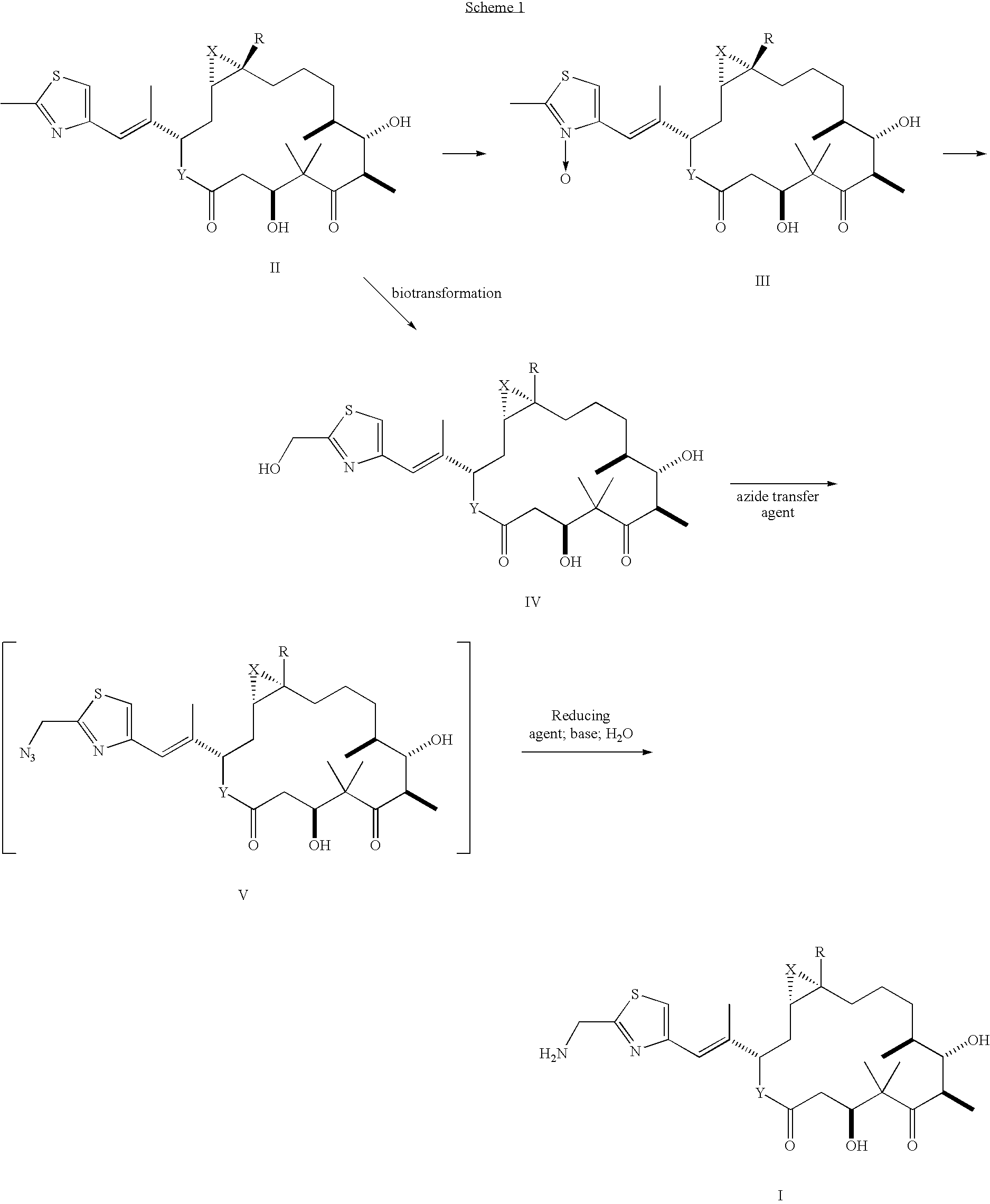 Method of preparation of 21-amino epothilone derivatives