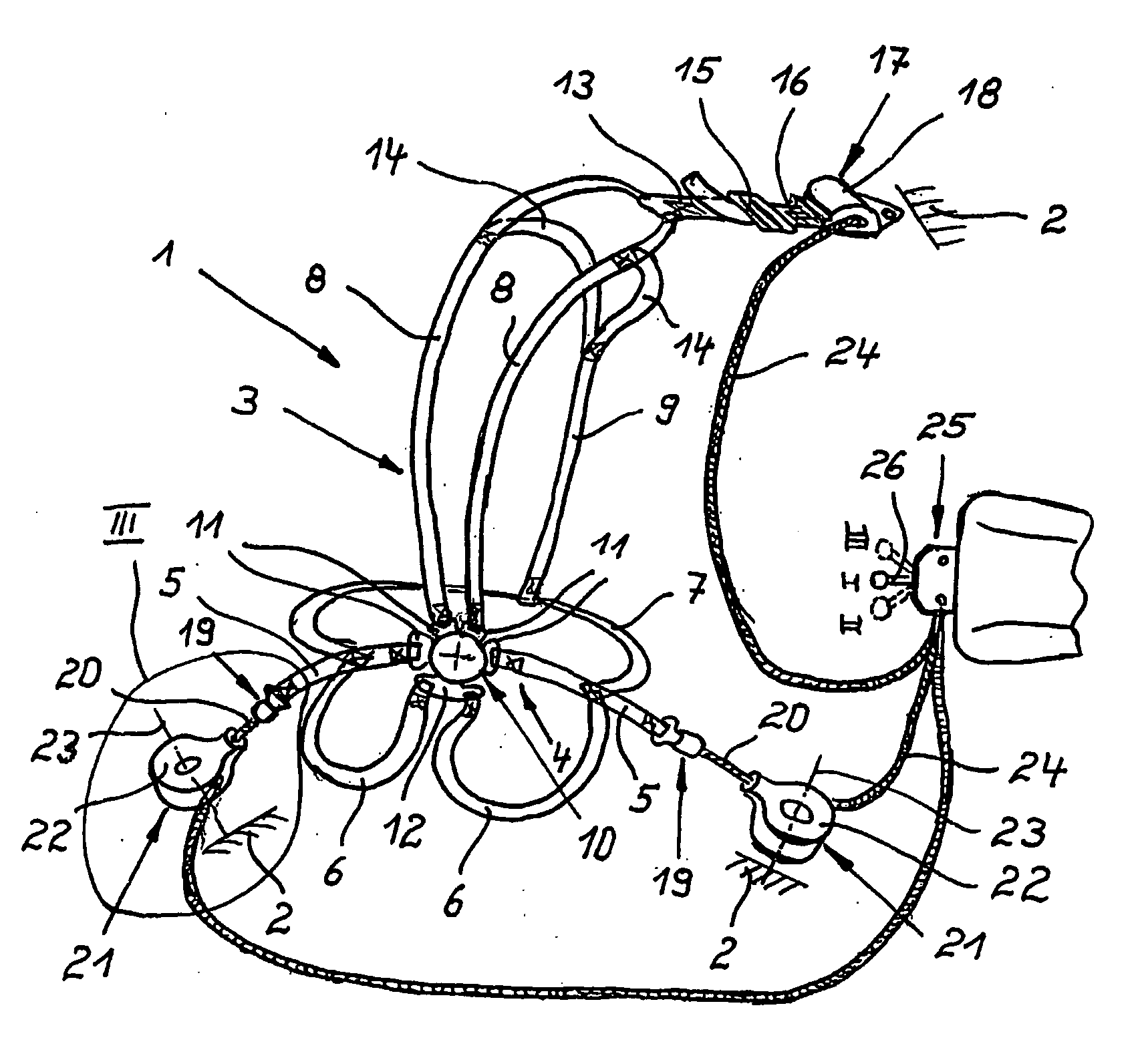 Position securing system for restraining an occupant in land and aeronautical vehicles