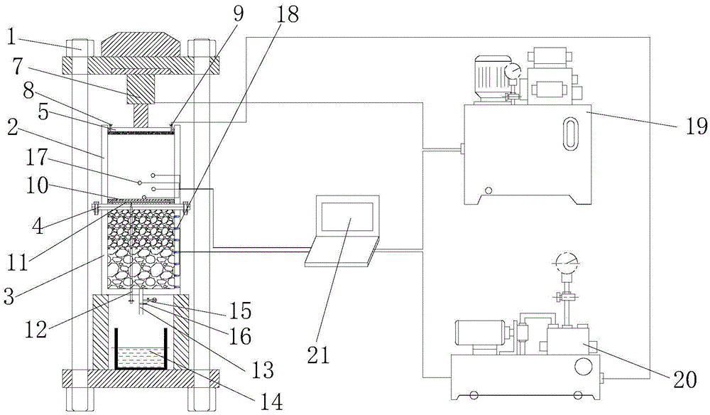 A test system and monitoring method for water and sand migration of mining-broken rock mass